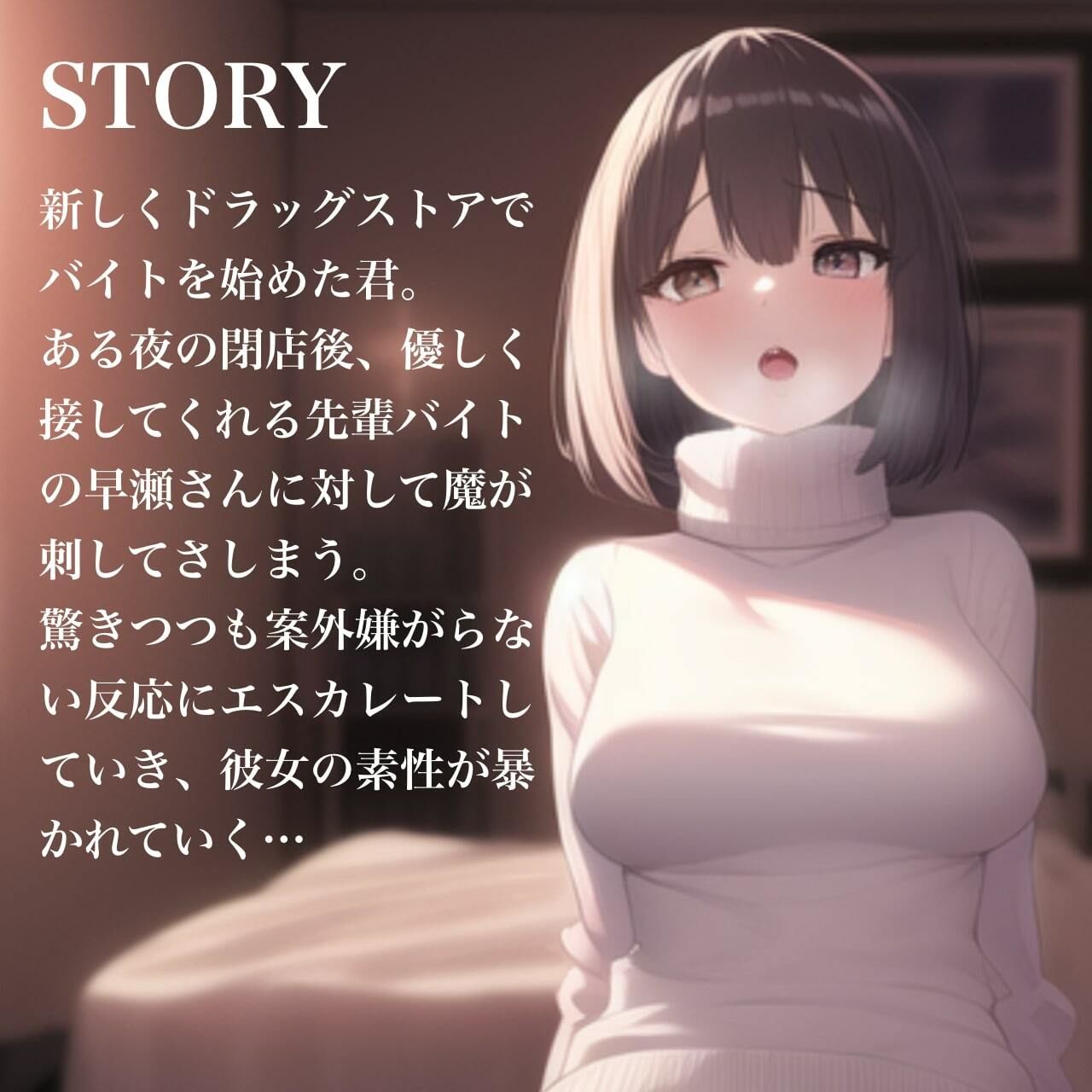 サンプル画像3:バイト先の早瀬さんと変態セックス〜ドラッグストアのバックヤードで襲っちゃいました〜(らびゅっびゅ) [d_261019]