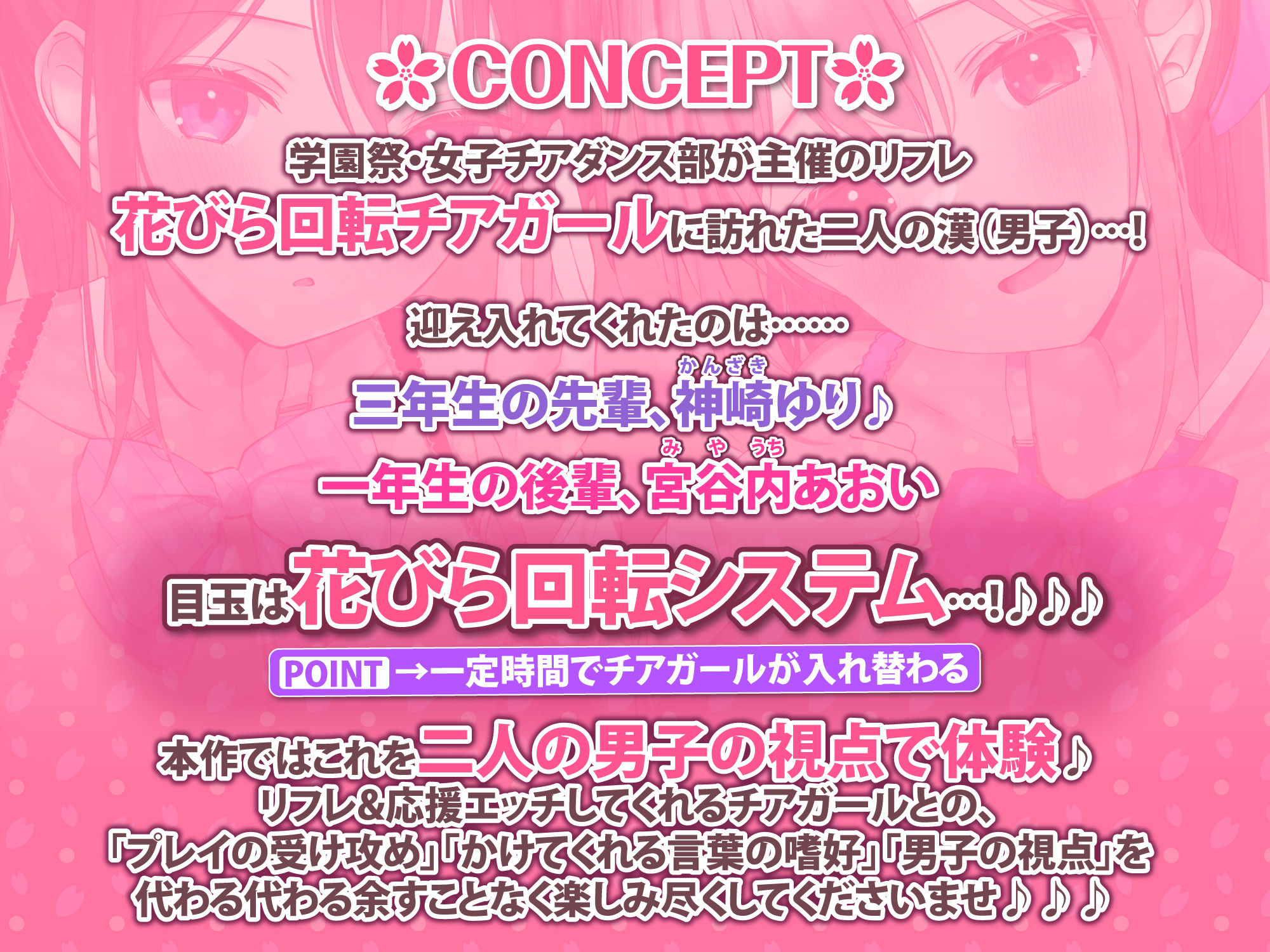 サンプル画像2:【KU100】ドスケベ学園祭リフレの花びら回転チアガール♪ 〜隣の喘ぎも丸聞こえ！ 射精我慢を応援されながらハーレム中出しえっち！【りふれぼプレミアムシリーズ】(スタジオりふれぼ) [d_270139]