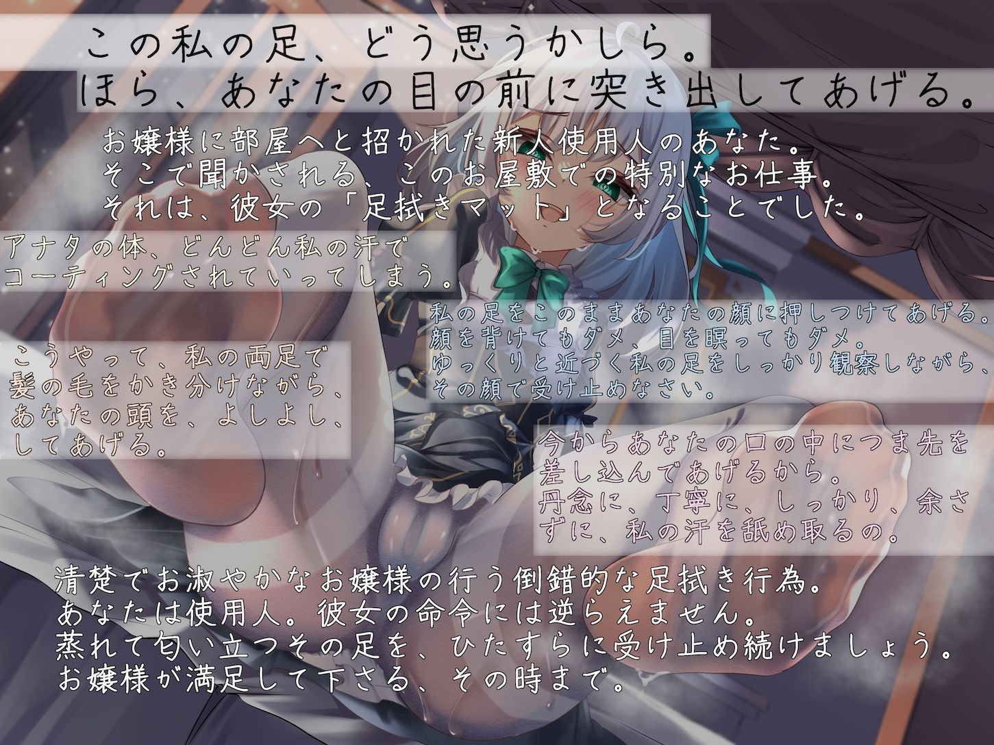 サンプル画像1:お嬢様専用足拭きマット奴● 〜汗も匂いもその身で受け止めなさい〜(狐屋本舗) [d_278275]