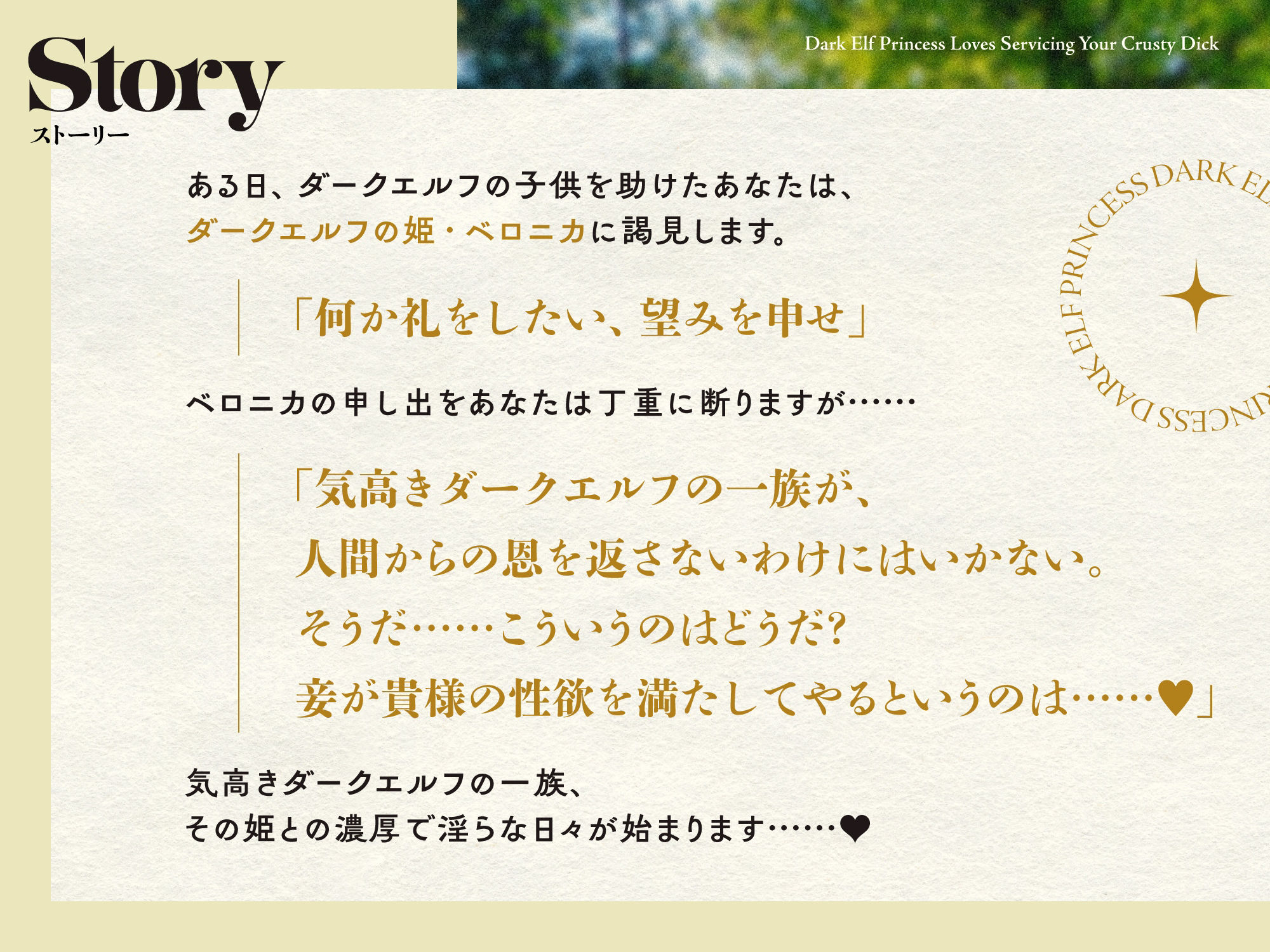 サンプル画像2:ダークエルフのお姫様がチンカス汚ちんぽに媚び媚びご奉仕してくれるお話♪【KU100】(ホロクサミドリ) [d_284570]