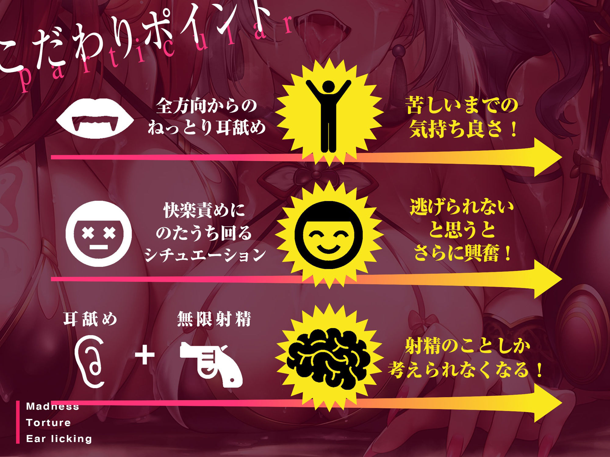 サンプル画像2:【ドM用リアル地獄シミュレーション】鬼娘三姉妹の「発狂」するまで耳舐め拷問〜イヤホン着脱禁止の刑〜(空心菜館) [d_291709]