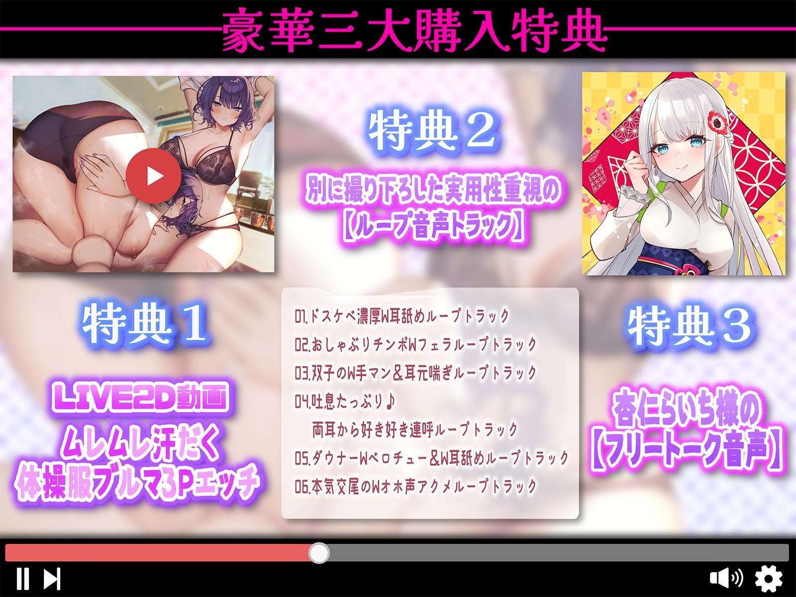 サンプル画像5:【おまんこサンド3P・Hアニメつき！】下品でダウナーな巨乳双子彼女との、雌フェロモンだだ漏れ汗だく密着3Pセックスライフ【両耳ハァハァ双子音声】(エモイ堂) [d_293001]