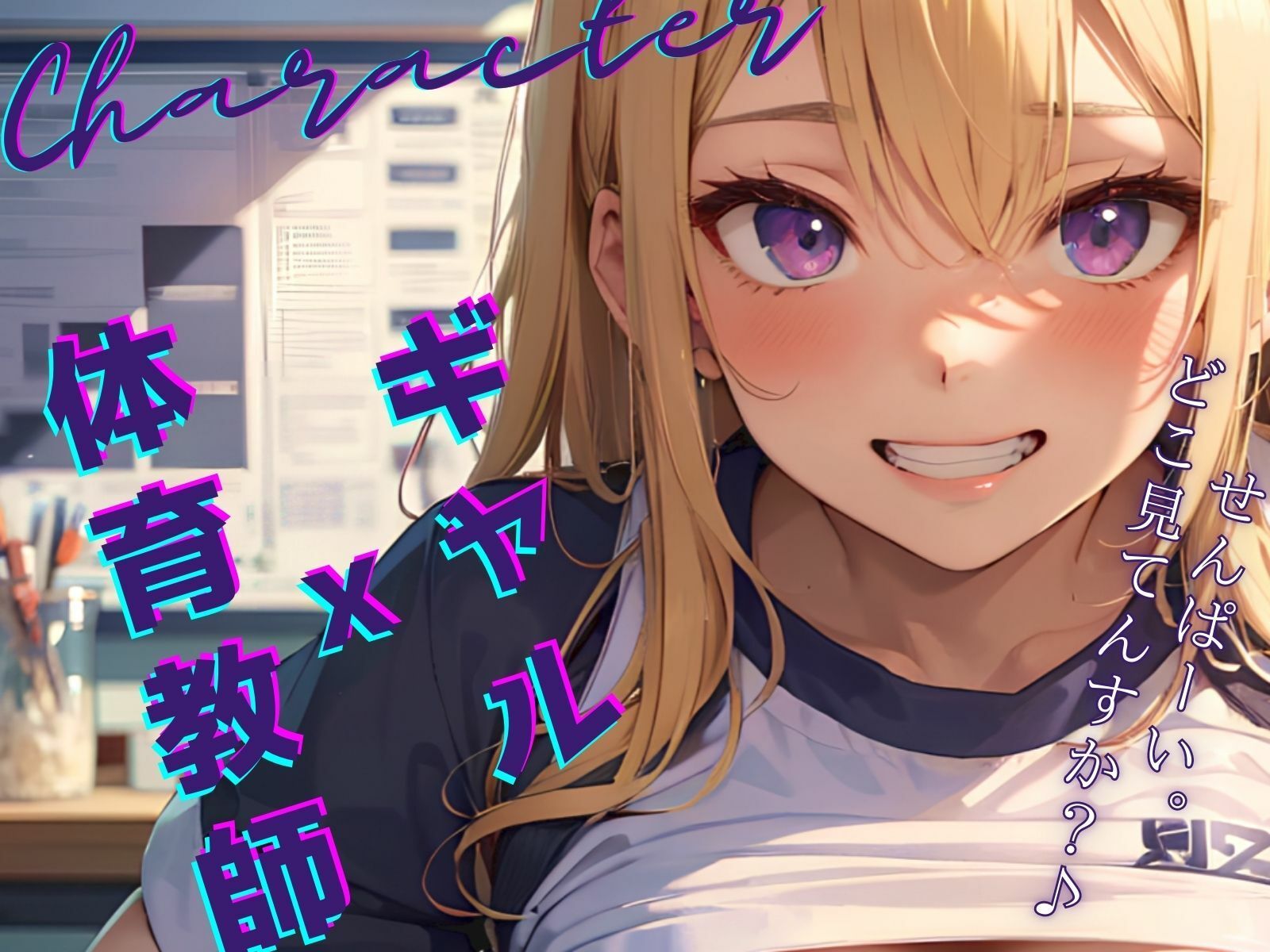 サンプル画像2:へそ出し姿の後輩ギャル教師を注意したら、もっとまくり上げて挑発される！(ご奉仕プレイ) [d_295882]