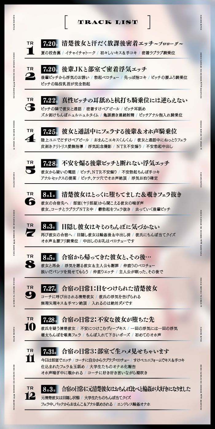 サンプル画像6:【逆NTR×NTR】隠れビッチ〜清楚彼女のオホ声NTR合宿×後輩ボーイッシュと浮気エッチ〜【KU100】(おいなりボイス) [d_303401]