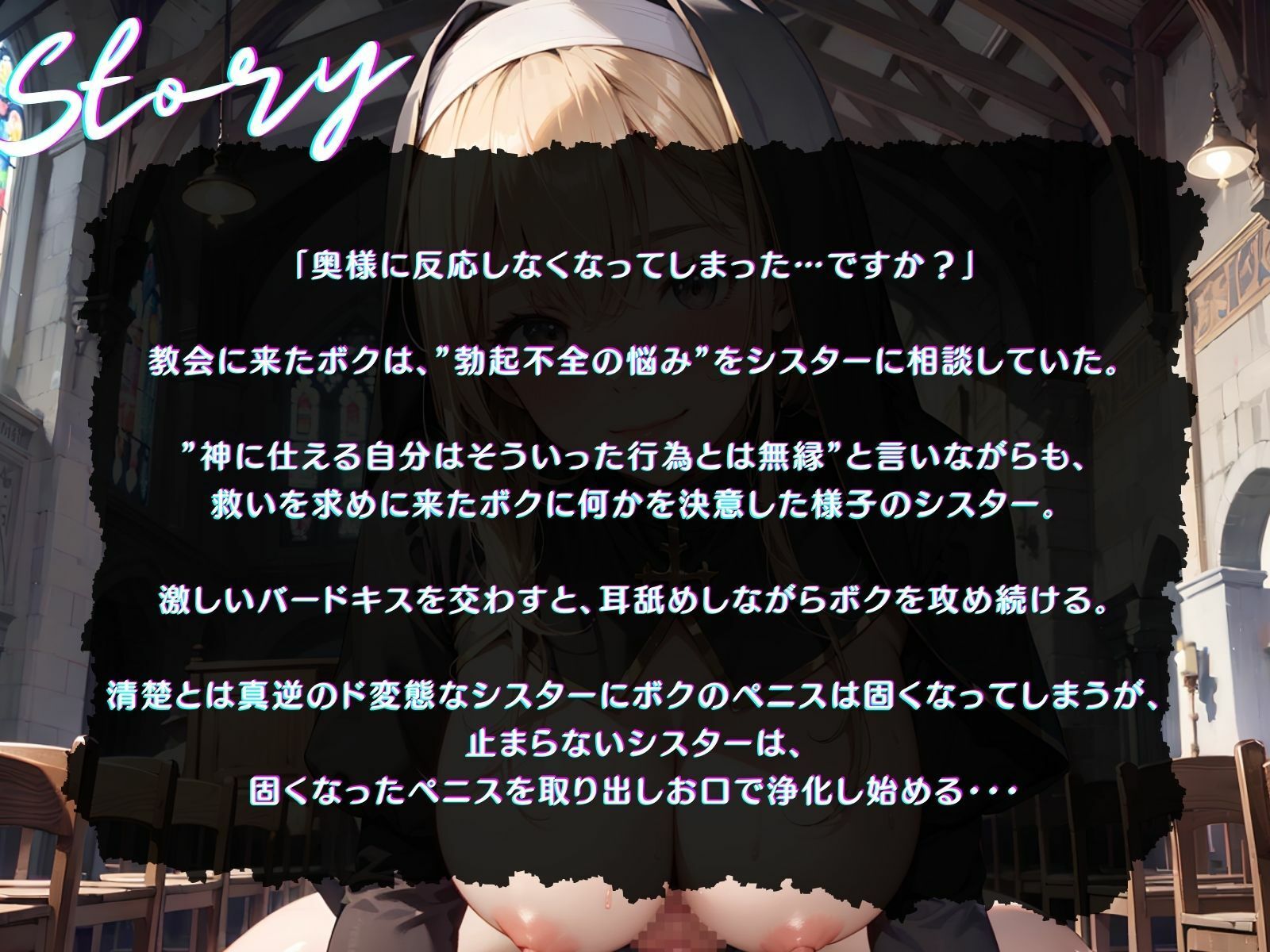 サンプル画像3:【KU100】（NTR）妻との子を授かる為にお祈りしたら、シスターに子種を捧げてしまいました♪(ご奉仕プレイ) [d_309548]