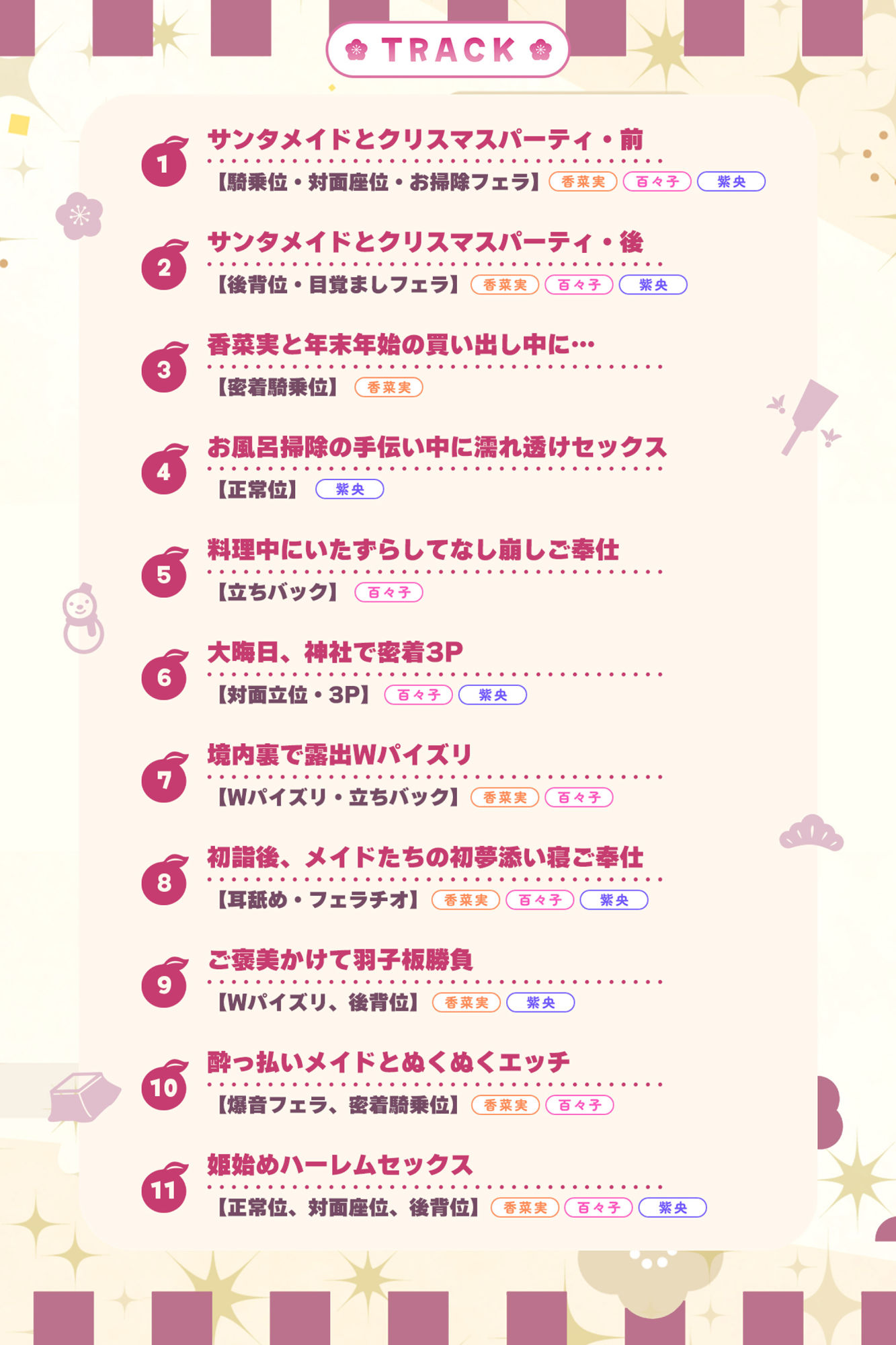 サンプル画像3:【特大収録！】性欲が強すぎる淫乱メイドのご奉仕ハーレム《年末年始（ホリディアラカルト）！！》 〜今年も来年も、いつまでも下品に喘がせて可愛がってくださいませ♪〜(スタジオりふれぼ) [d_316457]