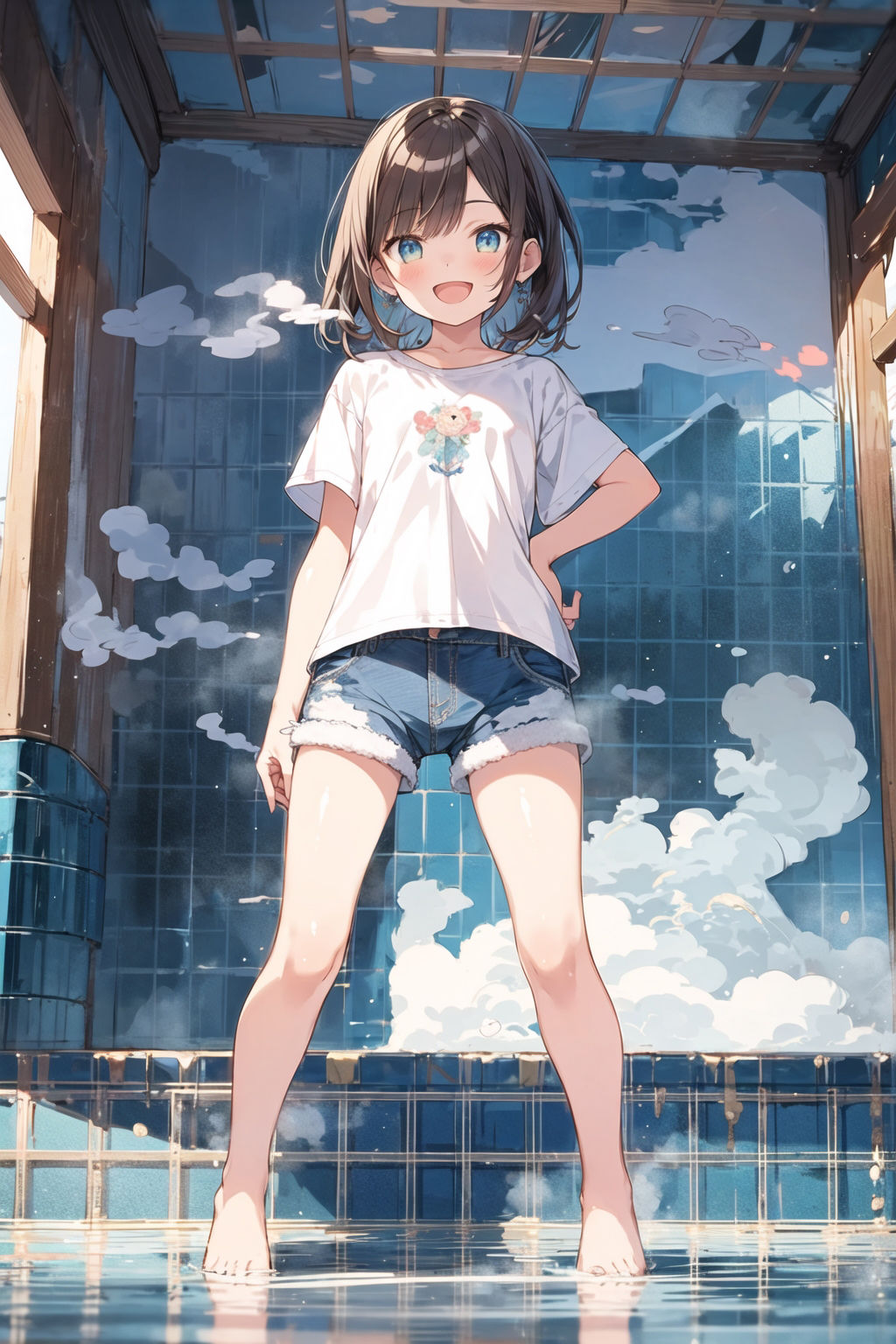 サンプル画像1:【KU100】銭湯パニック！！ 〜本日は閉店なり★恥ずかしいケド・・・二人っきりではじめて？しちゃお〜(あいおらいと（Iolite）) [d_347567]