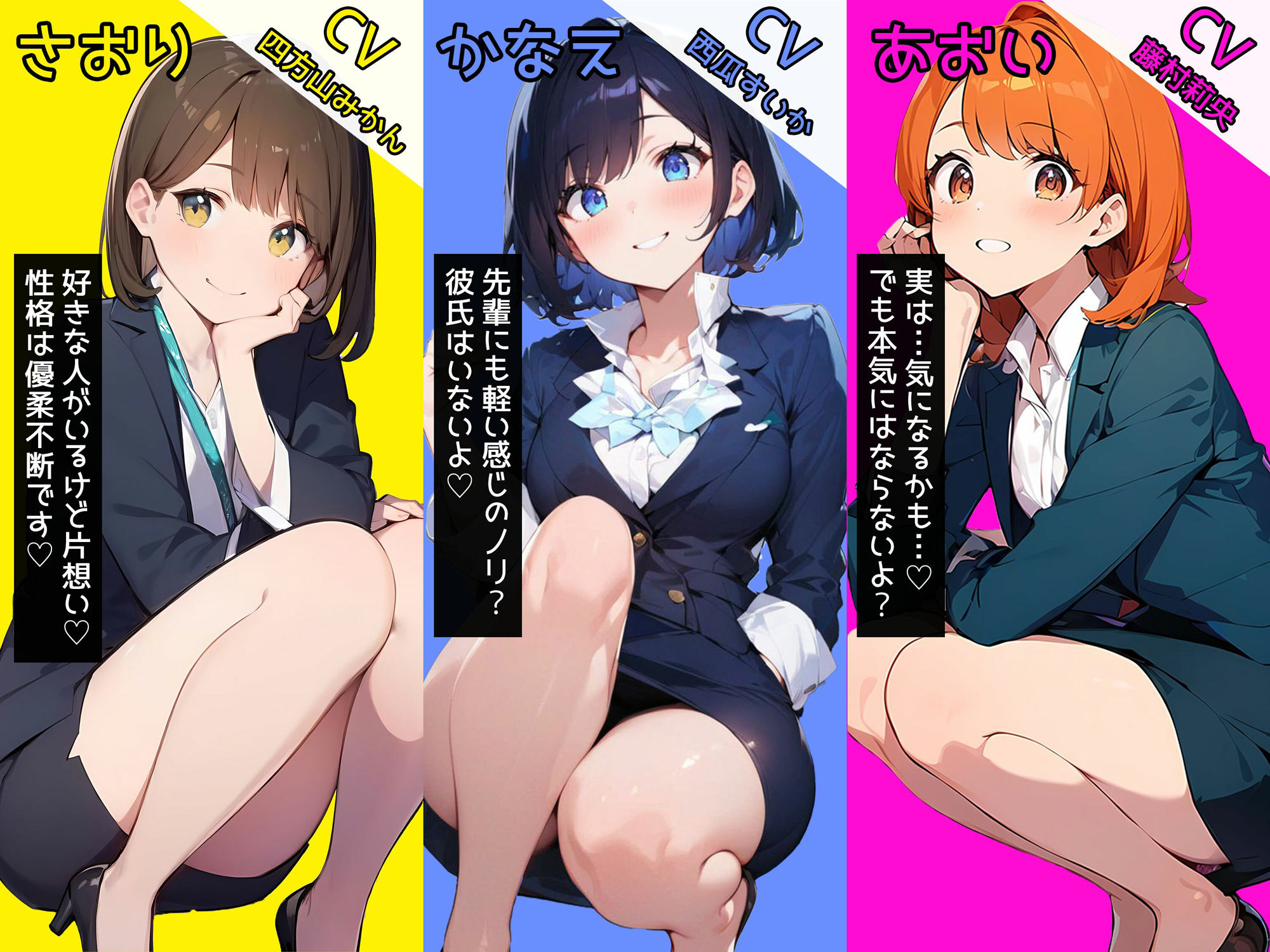 サンプル画像1:信じられないよ！デリヘル呼んだら三人共、同じ会社の後輩じゃないか！(ボイスで日替わりさん) [d_358659]