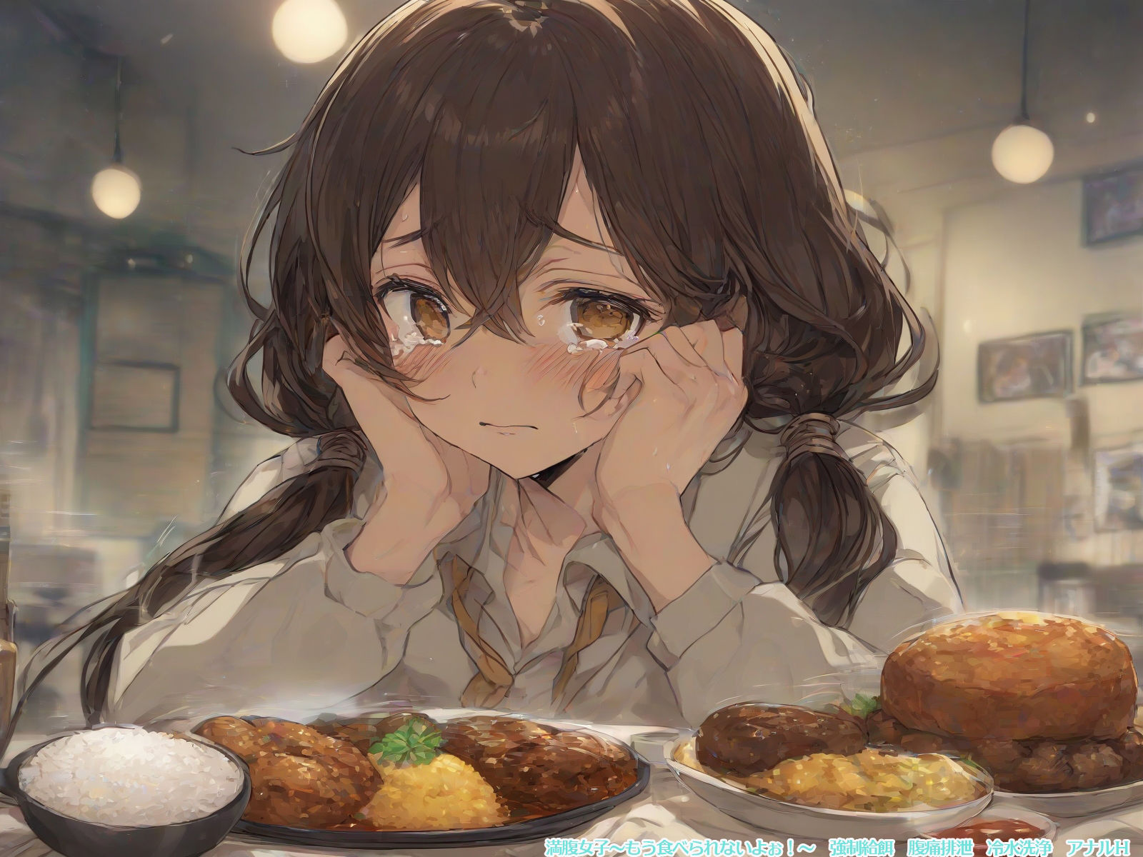 サンプル画像1:満腹女子〜もう食べられないよぉ！〜 強●給餌 腹痛排泄 冷水洗浄 アナルH(三毛猫BOX) [d_360609]