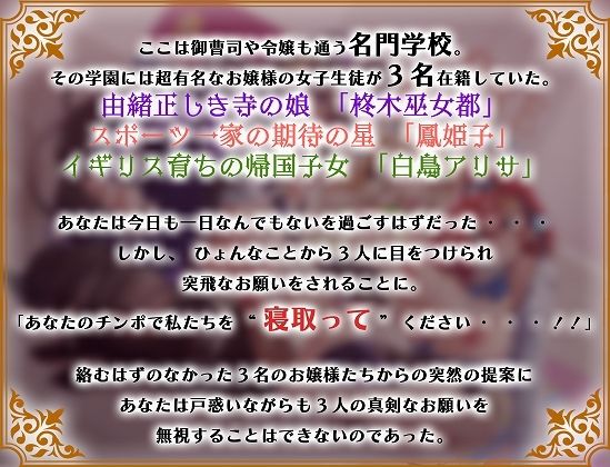 サンプル画像5:学園のご令嬢3人娘は婚約者と別れるために貴方の子どもを孕みたい【お願いNTR】(脳汁ドロップ) [d_362667]