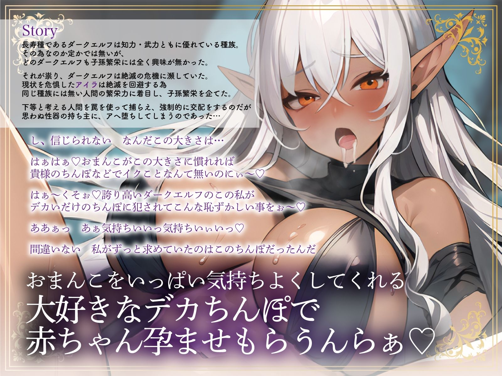 サンプル画像3:低音ダークエルフがイッたら着床確定の連続孕まセックス〜巨チンでアヘ堕ち潮吹き絶頂〜(ちゃんとぴ発電所) [d_363033]