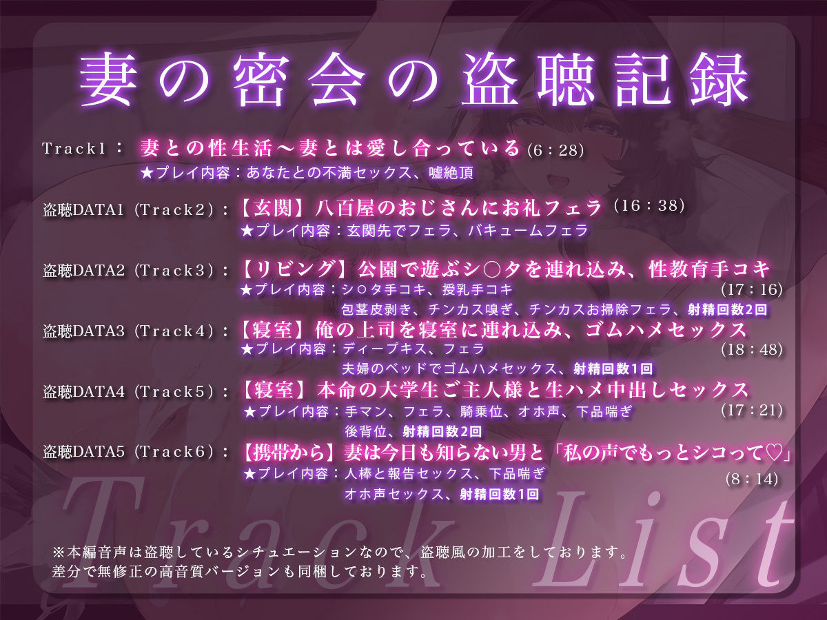 サンプル画像4:【脳破壊ボイス】僕だけが知らない愛する妻の秘密の情事〜自宅を盗聴したら代わる代わる男たちとセックスしていて悔シコ不可避〜(ニジイロサクラ) [d_366196]