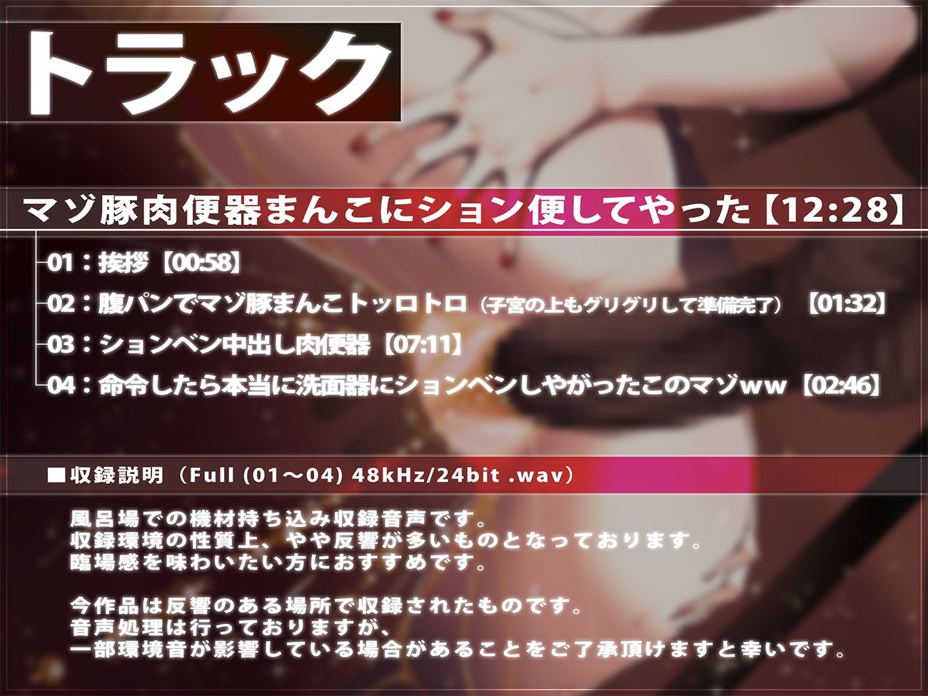 サンプル画像2:【実演収録】マゾ豚肉便器まんこにション便してやった【ハイレゾ音声/真園あきら】(ばいばいりせい！) [d_372779]