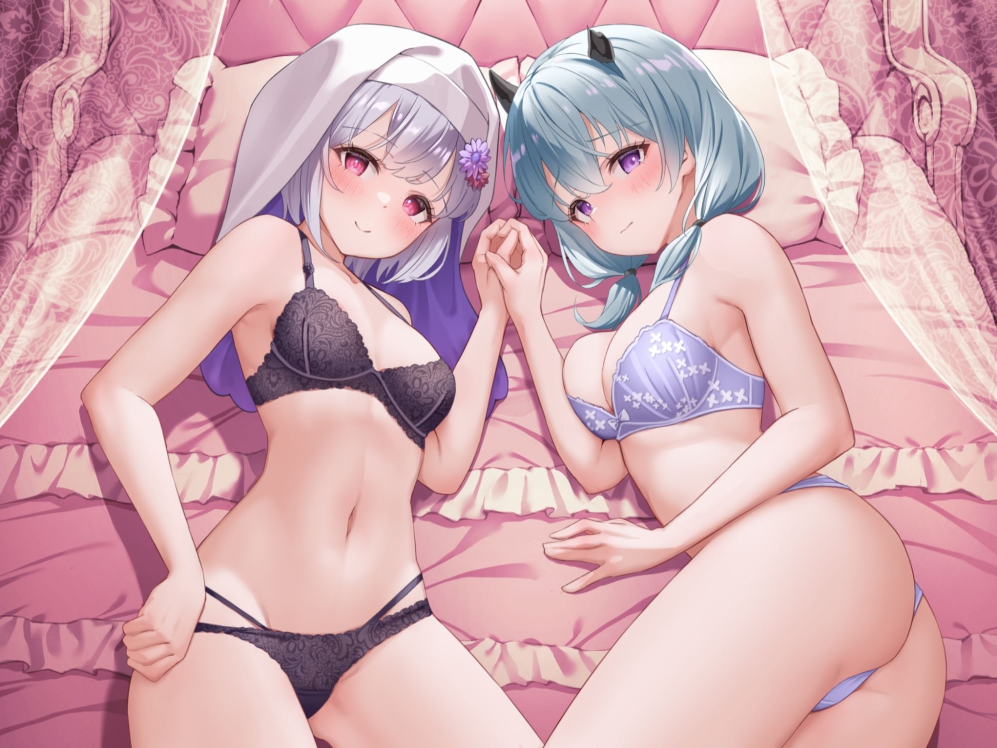 サンプル画像2:【オナニー実演】フェリシア・ライフ×天水ライラ百合コラボ〜こんなに清楚で可愛いフェーリちゃんが信者の皆様と乱交しているわけがない〜(汁次元) [d_375284]