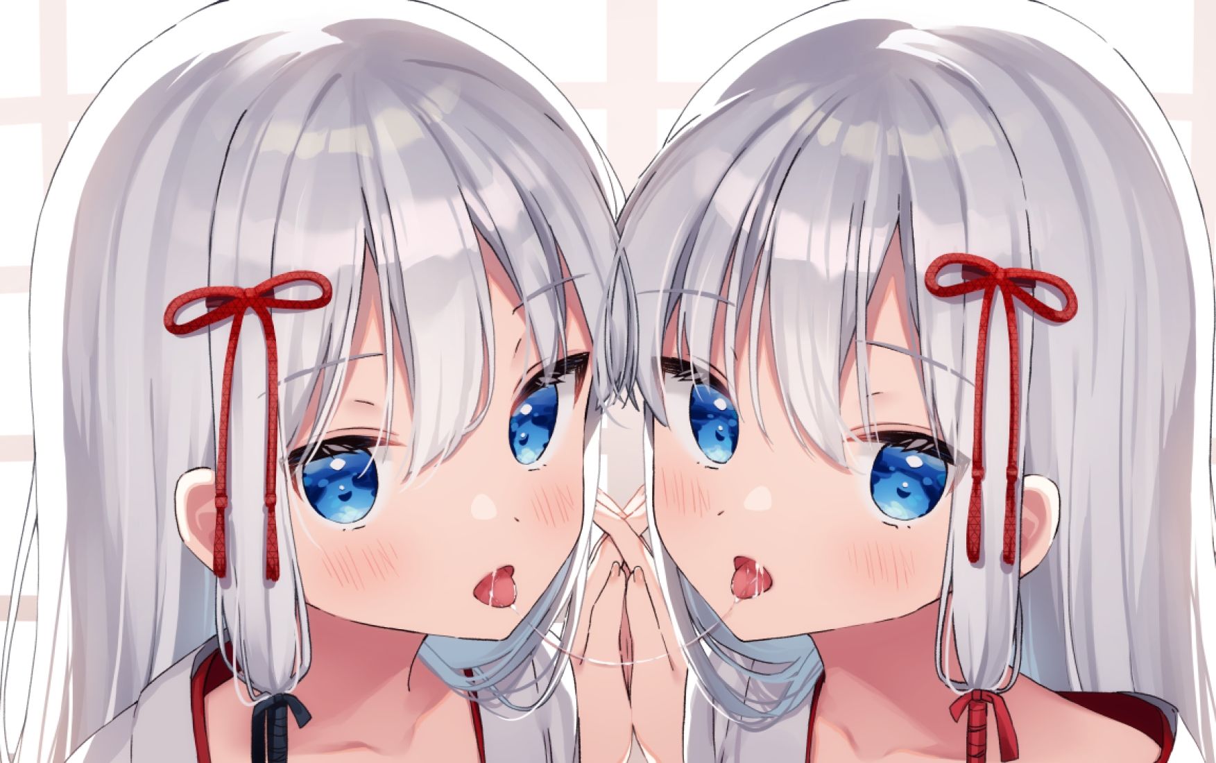 サンプル画像2:【密着糖度100％】白髪無表情な年下双子巫女はあなたのお嫁さんになりたくてしかたがない(ダンデりおん) [d_376790]