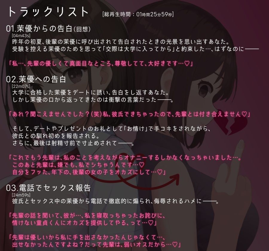 サンプル画像3:【MBS】前まで僕のことが好きだったのに…〜後輩からの告白を保留していたら他の男に寝取られ、後輩の口からオスとしての優劣を宣告されてしまうお話〜(YAO) [d_382141]