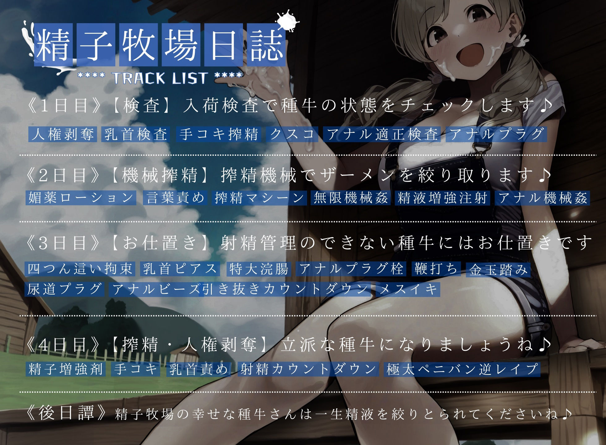 サンプル画像3:【ドM向け】人権を剥奪されて「精子牧場」の種牛になる話♪(NB企画) [d_392883]