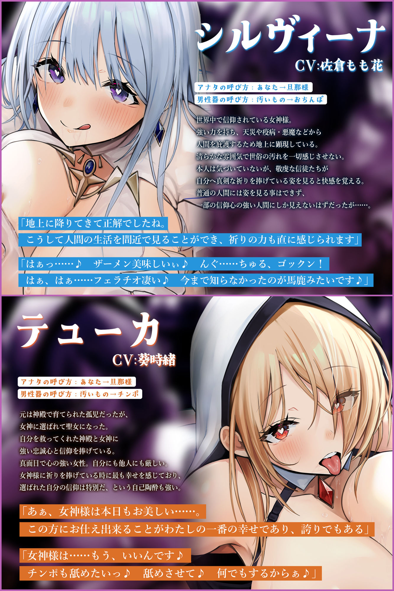 サンプル画像1:【轟音フェラ】神聖口淫 〜魔法で変態性癖を植え付けて女神と聖女のお口ま●こでチン媚びさせる〜(生ハメ堕ち部★LACK) [d_404827]