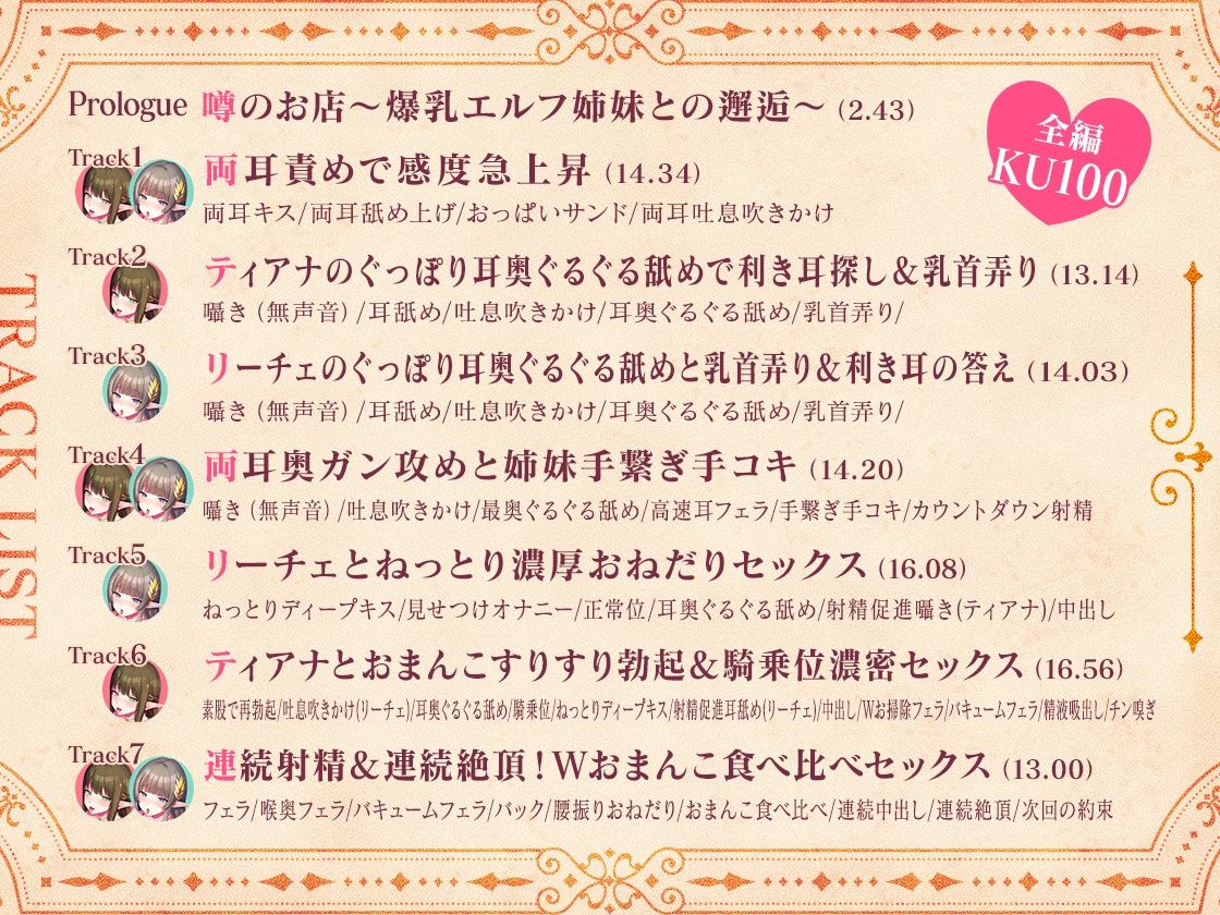 サンプル画像4:【W耳舐め】※早期購入25％OFF※爆乳姉妹×エルフ耳舐めセラピスト【KU100】(三色だんご屋) [d_411280]