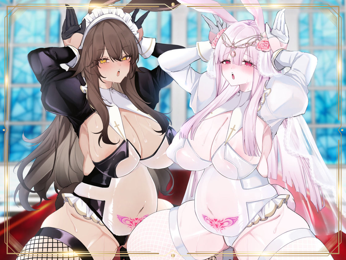 サンプル画像1:種付勇者《タネツケメサイア》〜おねだり聖女とご奉仕シスターに種付けしてボテ腹Wバニーにするお話〜【KU100】(ドスケベーション！) [d_412366]