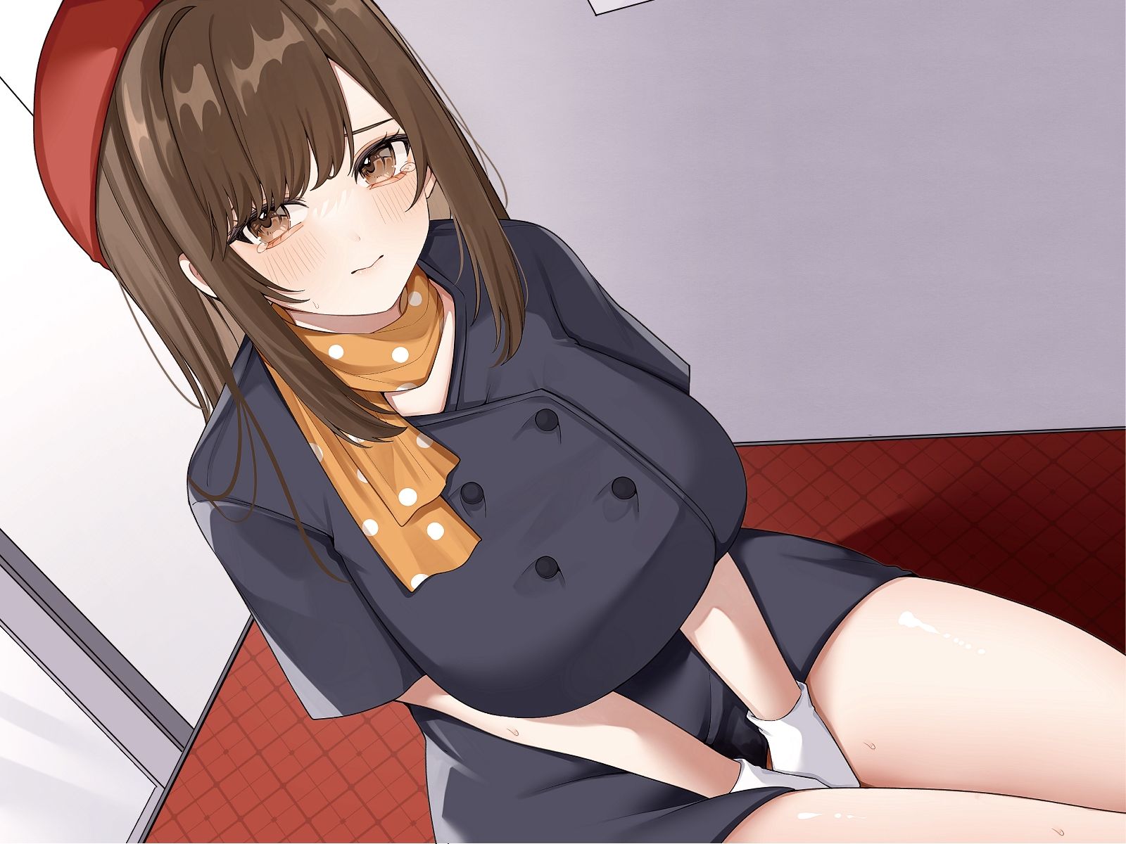 サンプル画像4:清楚な巨乳エレベーターガールが閉じ込められておしがま発情〜放尿見られて興奮濡れお◯んこ搾り取りえっち〜(うこんちゃん☆かんぱにぃ) [d_415329]