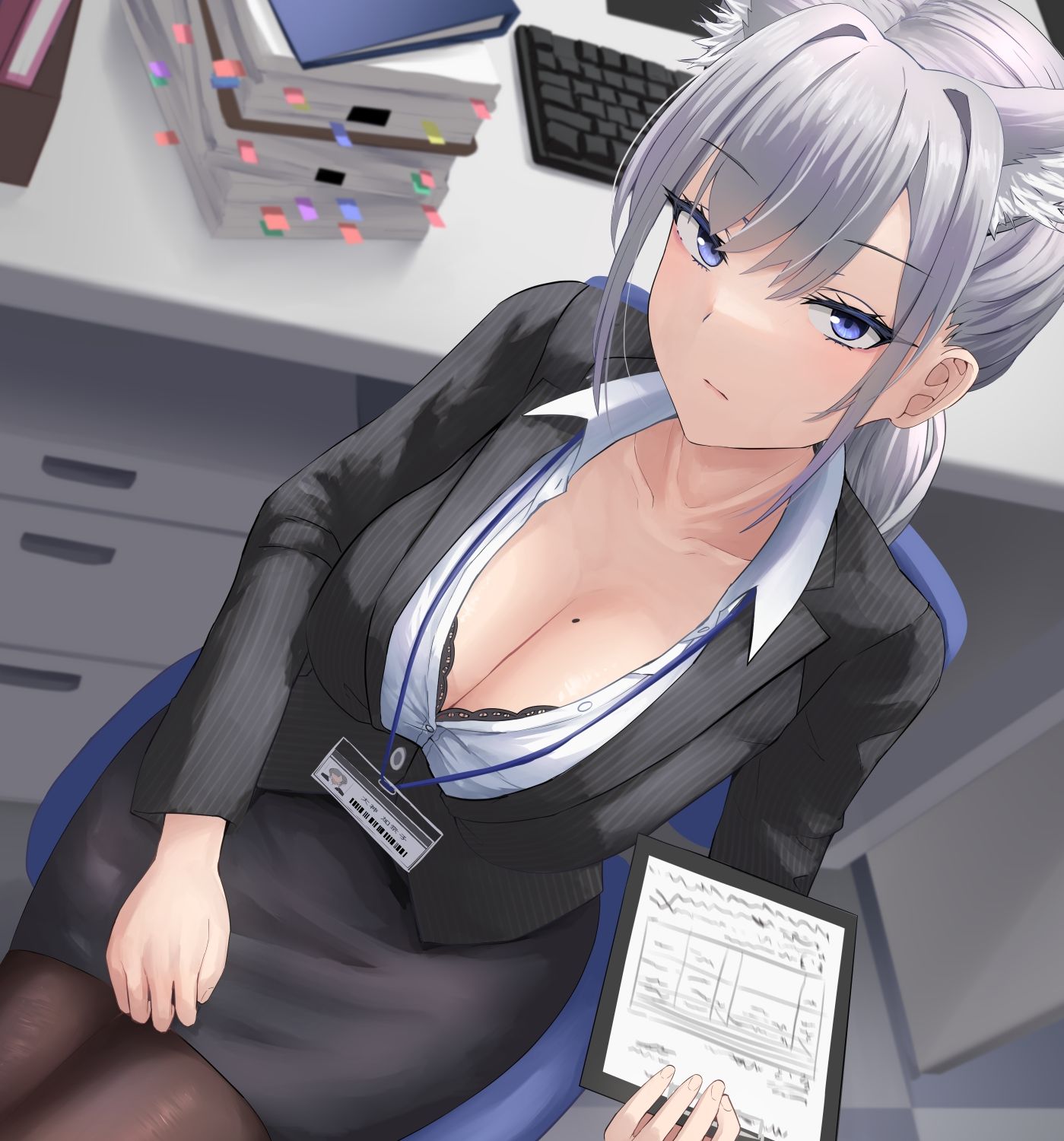 サンプル画像2:【ケモミミ娘ときもちい日常】クールなオオカミ娘さんのドスケベあまえんぼ性活〜一匹狼クール上司とヒミツのオフィスラブ、甘えんぼでやらしいケダモノだだ漏れ交尾〜(けもみみしんどろーむ) [d_428748]