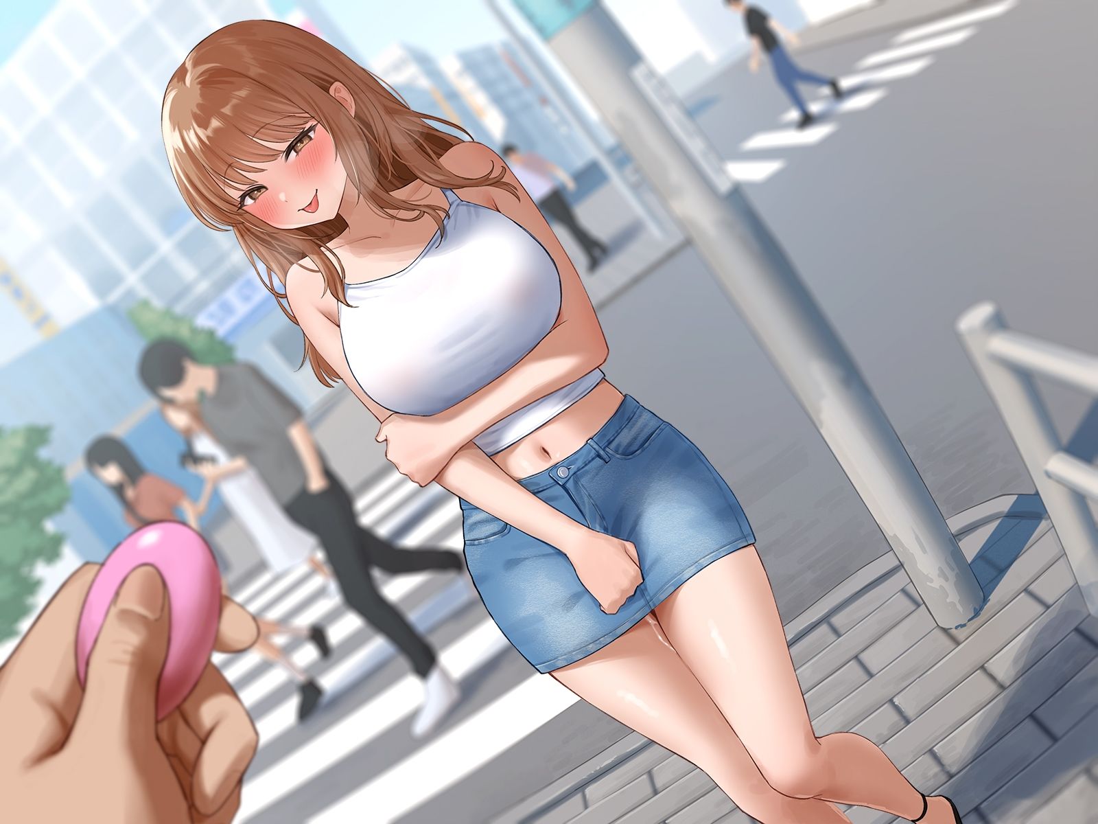 サンプル画像4:見られて興奮するドスケベ薄着ギャル彼女の強●連れ出されリモバイ散歩〜好きな時にスイッチ押していいからね♪〜(うこんちゃん☆かんぱにぃ) [d_434984]