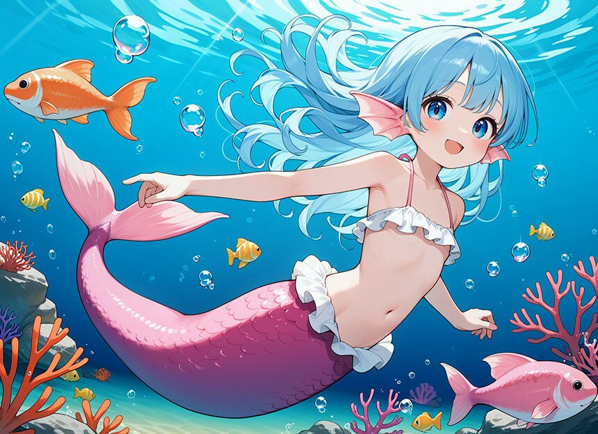 サンプル画像3:アへ顔オホ声〇リ人魚〜人間になる代償に可愛い声を奪われたクールなマーメイド美少女と人間の漁師との恋物語〜【純愛/中出し/ちっぱい】(巨乳大好き屋) [d_435730]