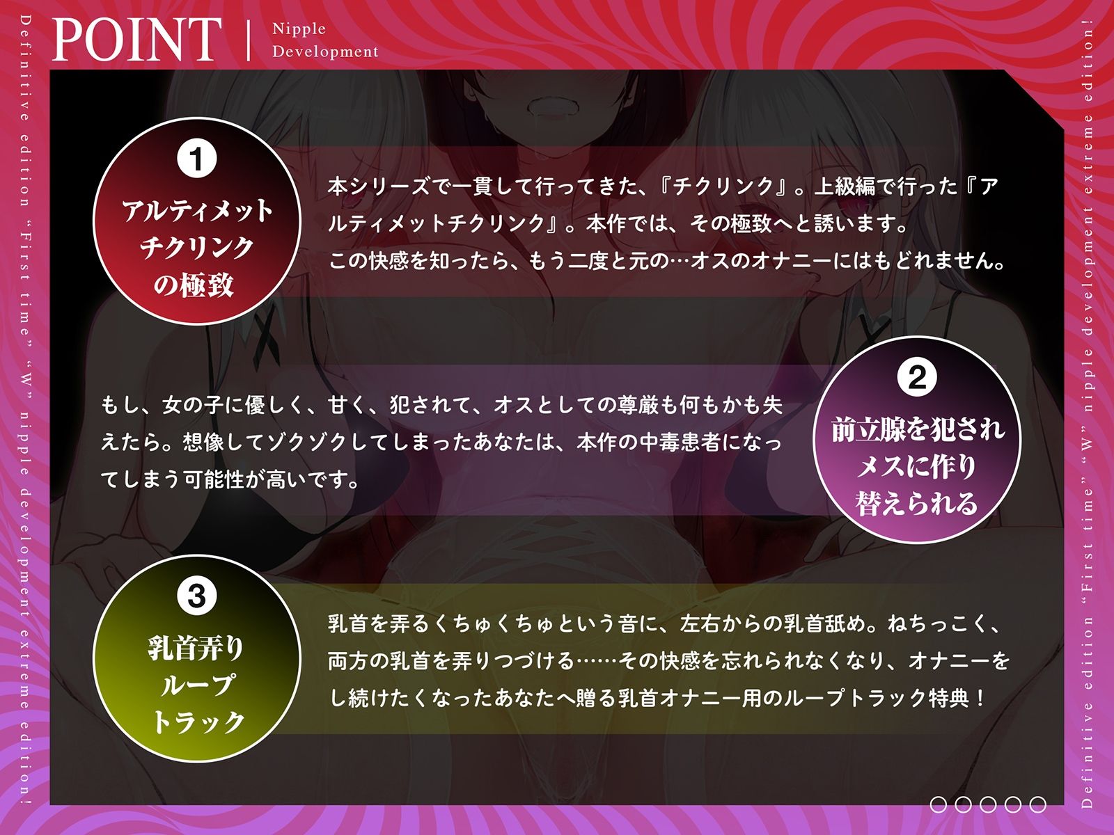 【危険取り扱い注意】四部作最終章!誰でも出来る!決定版「はじめての」「W」乳首開発極限編!【脳内麻薬出っぱなし!乳首中毒確定】の画像2