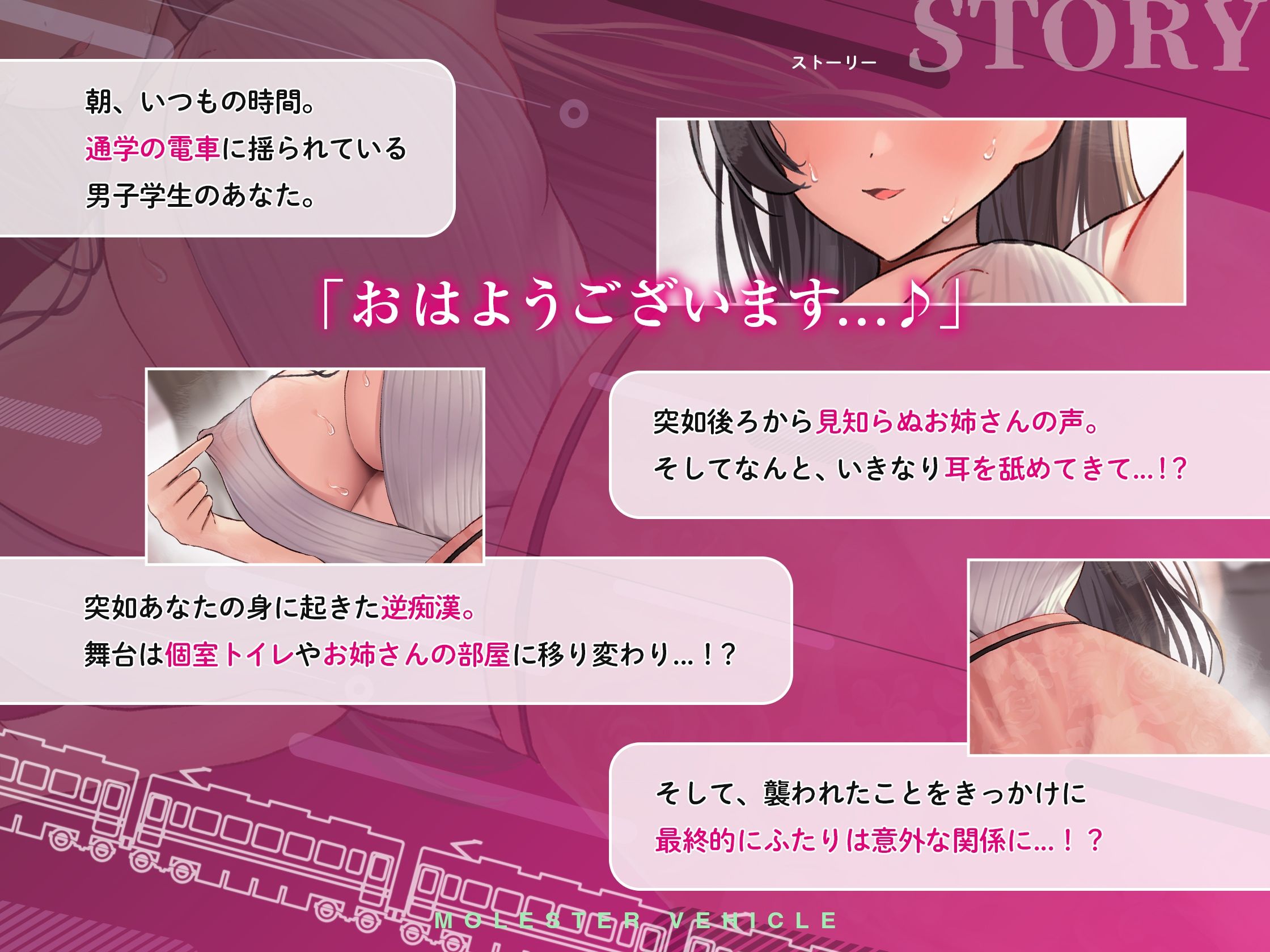 サンプル画像4:逆痴●車両〜車内密着手コキから始まる処女お姉さんの暴走逆レ●プ〜【2時間超の大ボリューム】(脳とりがー) [d_437185]