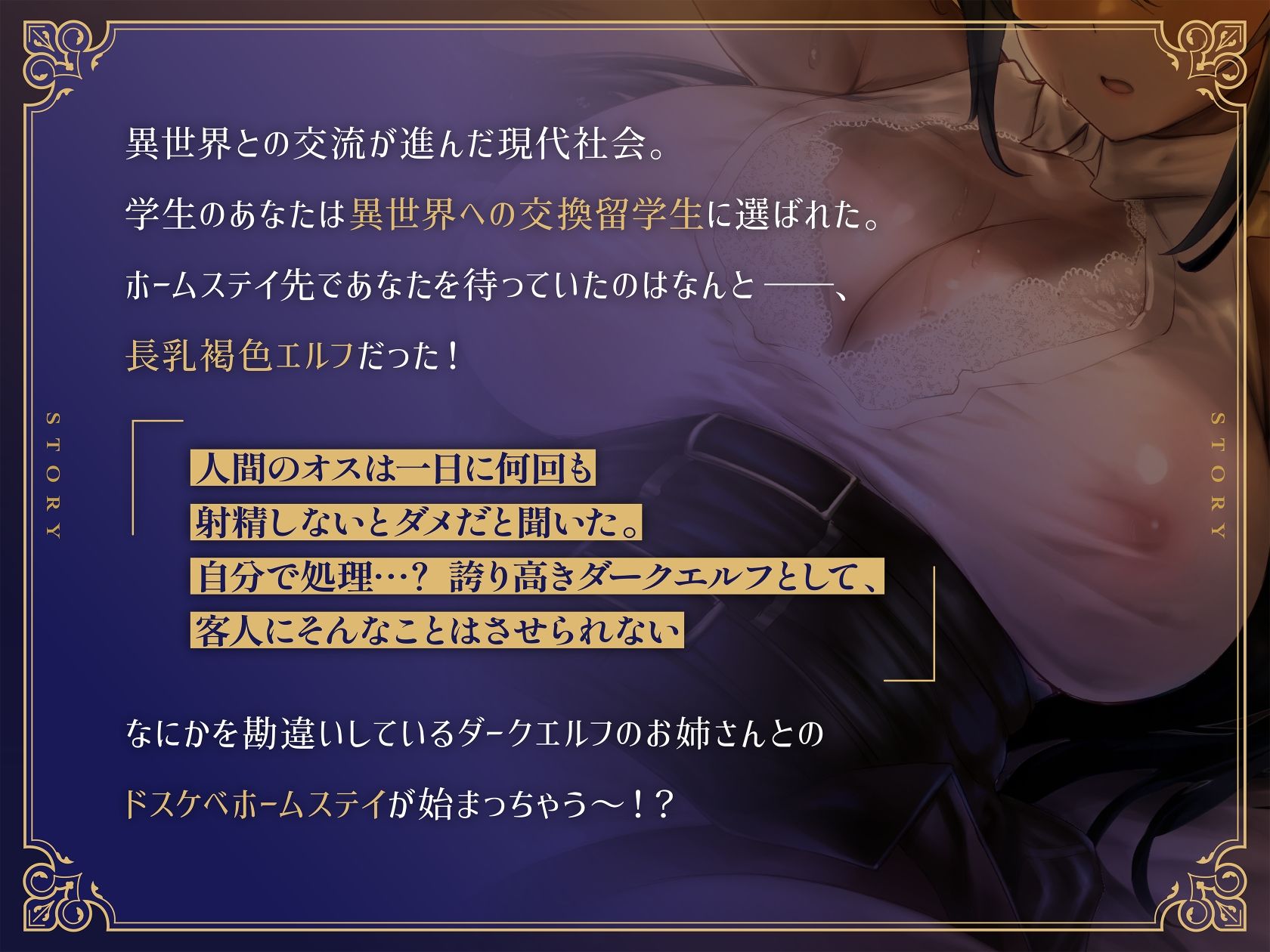 サンプル画像3:【オホ声留学】低音長乳クール系褐色エルフと事務的ドスケベ性処理性活(プラチナミサイル) [d_438675]