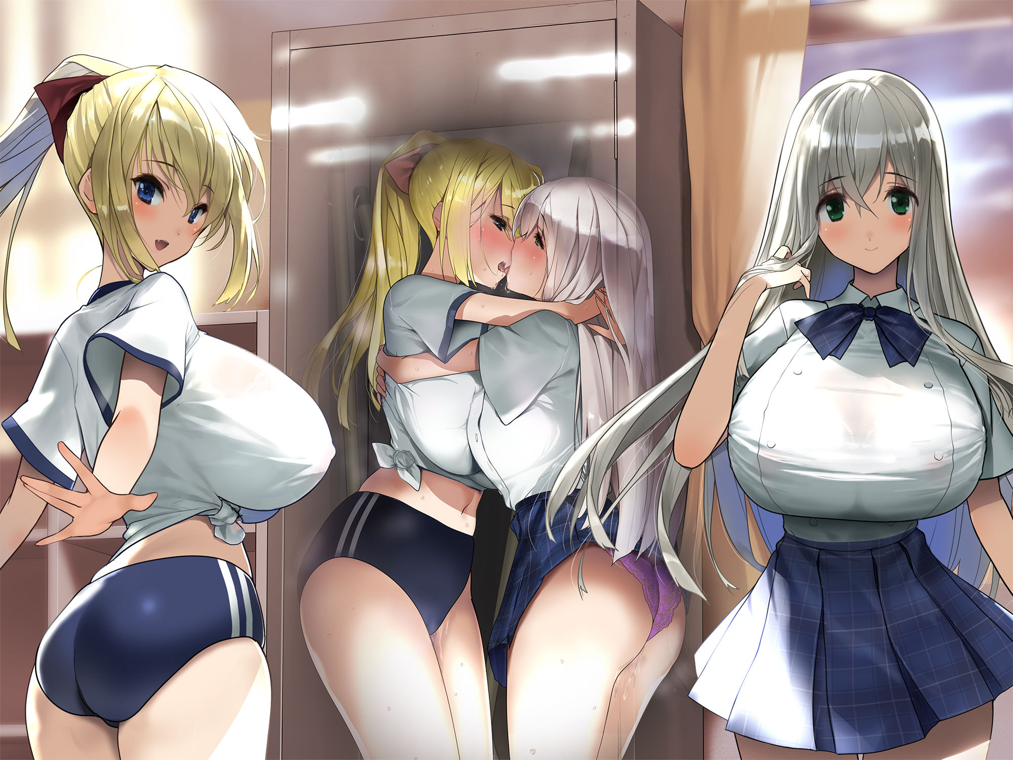 サンプル画像5:【ガチレズ】百合ロッカー【両耳ベロチュー体験】 〜貴方は二人の間に挟まれた空気みたいな何か〜【りふれぼプレミアムシリーズ】(スタジオりふれぼ) [d_451629]