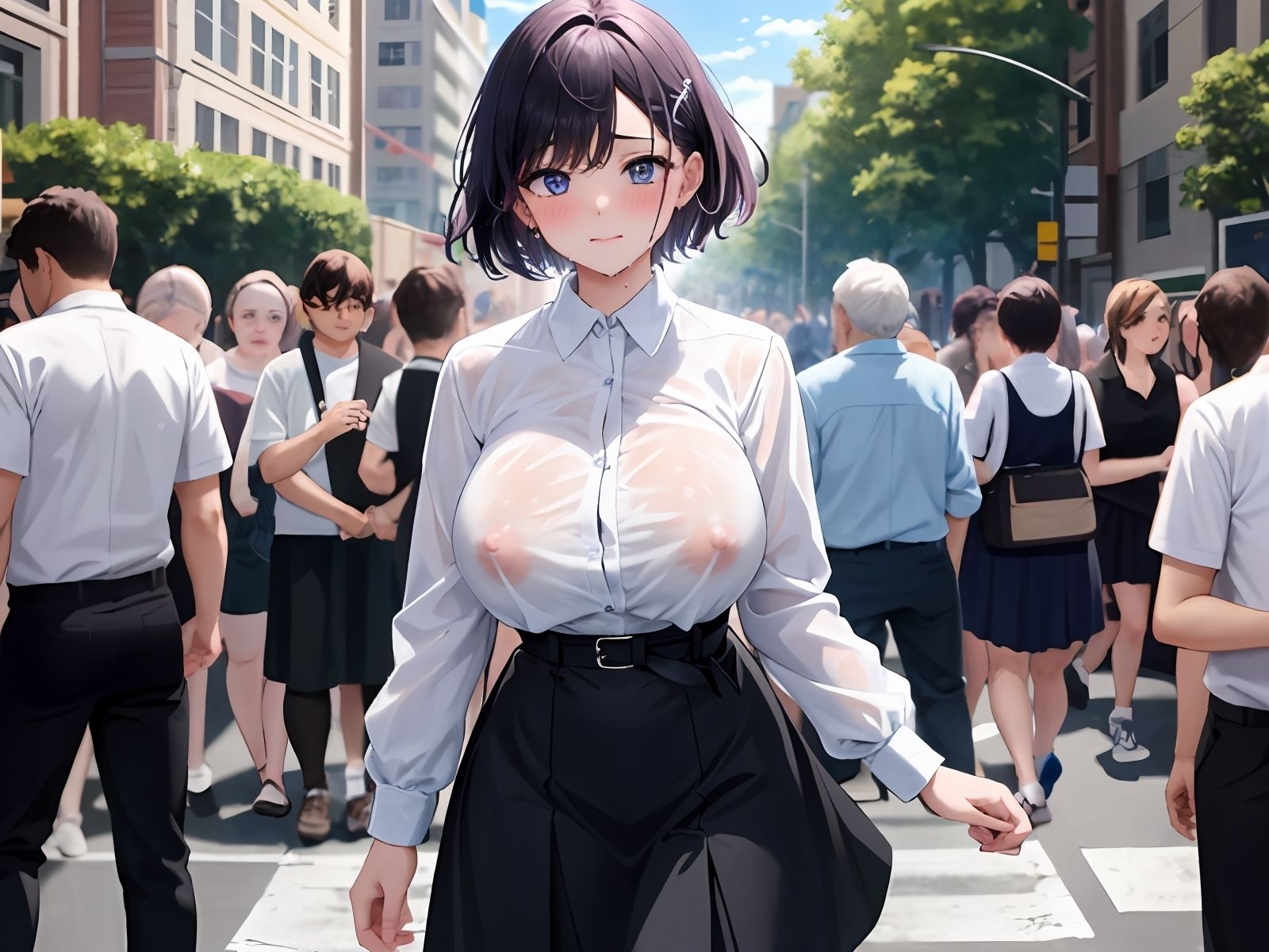 サンプル画像2:【過激ノーブラ＆ノーバン散歩 第2弾】巨乳声優がおまんこにおもちゃを挿入してミッション散歩にチャレンジ！周囲を気にしながらも自宅前で絶頂〜そして玄関でもオナニー(ホワイトクラブ) [d_458285]