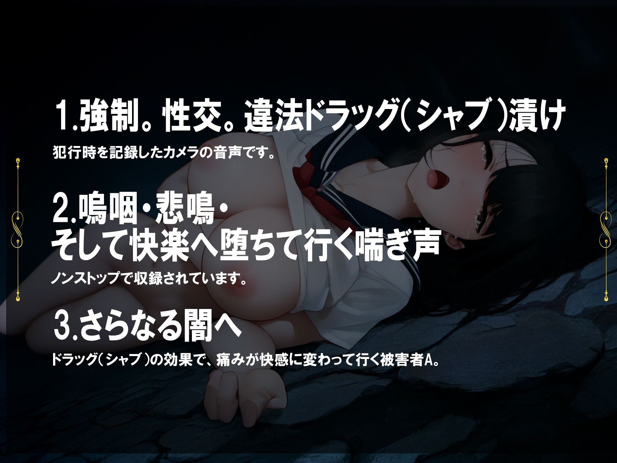 サンプル画像1:JK拉致レ○プ・シャブ漬・トンネル内での犯行・監視カメラ音声(にゃんこフェチ) [d_459960]
