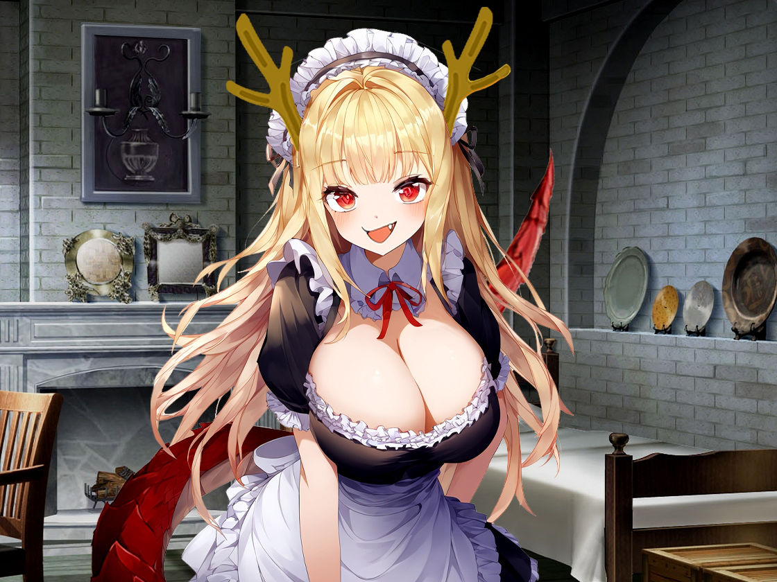 サンプル画像3:巨乳竜人メイドが発情期で性欲爆発！鬼や屈強兵士達にぶっかけハメられまくってザーメンまみれ！目の前で寝取られまくって愛するご主人様鬱勃起(しゃぶり〜ぜ) [d_460205]