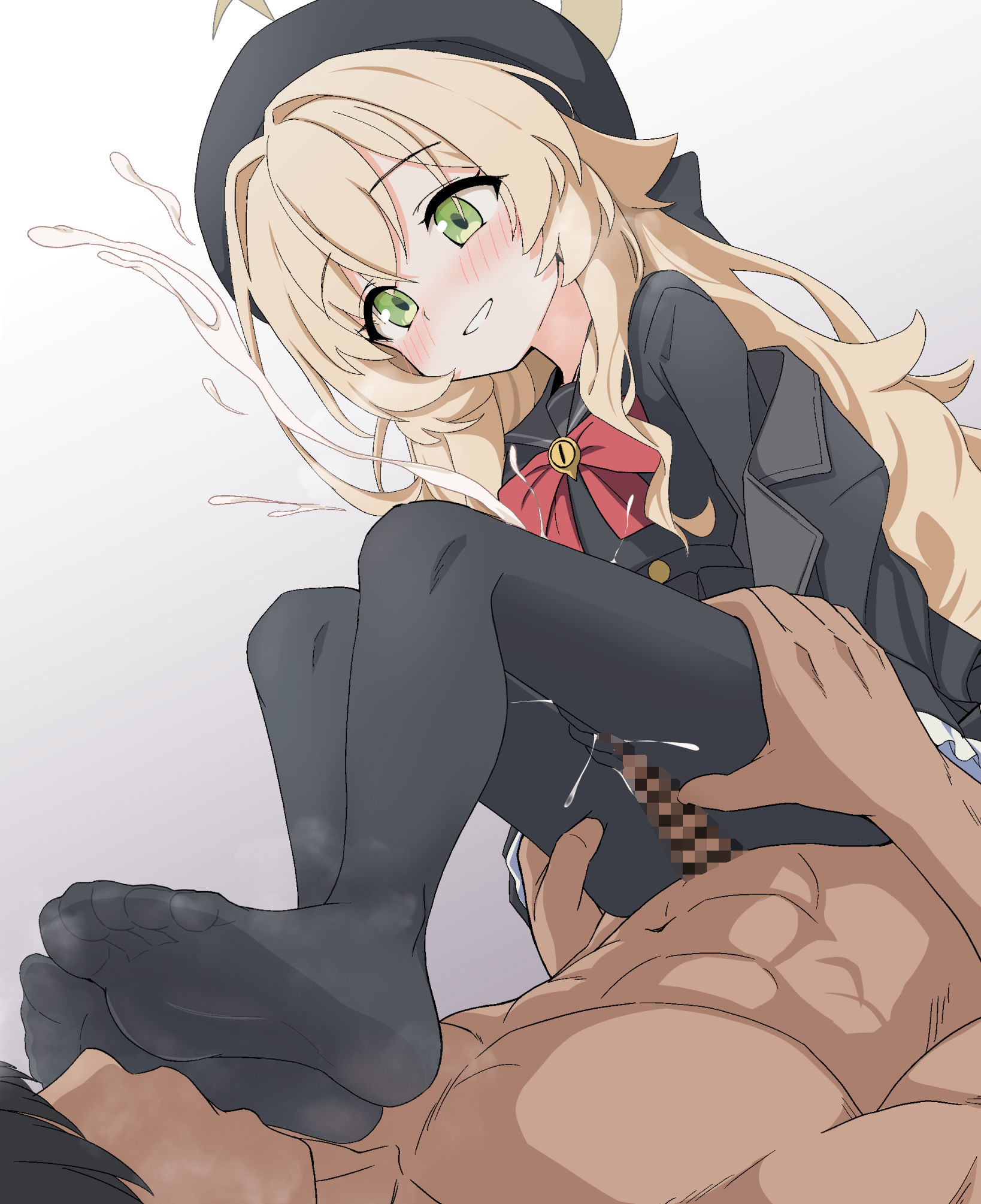 サンプル画像1:【ブルアカ二次創作】ニヤニヤ教授のタイツ手袋コキ(靴下フェチ) [d_461029]