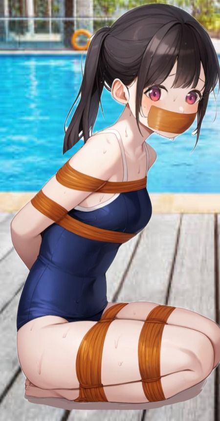 サンプル画像2:後輩に騙されて縛られた水泳部の美人女子校生スイマー【パンティギャグ】(ぷよのDID倉庫) [d_467916]