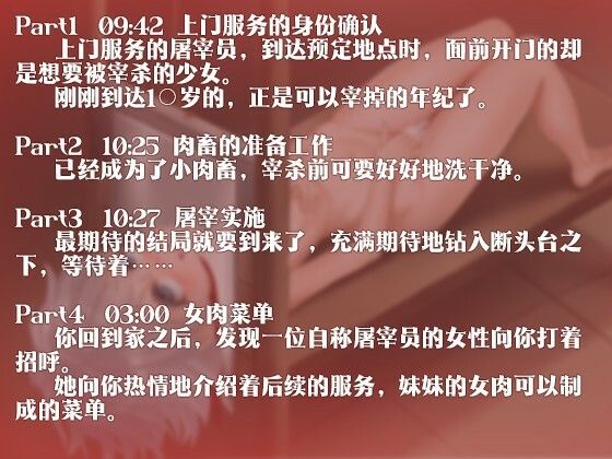 サンプル画像1:［R18G］【中国語注意】出張屠殺サービス〜兄の為に自らを捧げる〜(夜汐音声社G向) [d_477475]