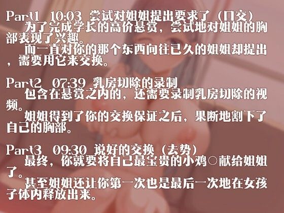 サンプル画像1:［R18G］【中国語注意】お姉ちゃんのおっぱいに賞金がかけられた？〜交換するためにはち○こを捧げるしかない〜(夜汐音声社G向) [d_477481]