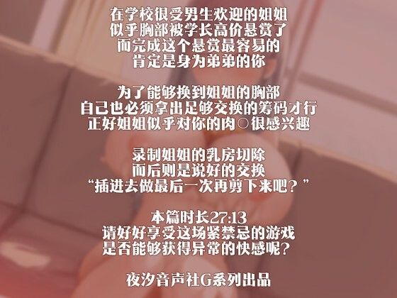 サンプル画像2:［R18G］【中国語注意】お姉ちゃんのおっぱいに賞金がかけられた？〜交換するためにはち○こを捧げるしかない〜(夜汐音声社G向) [d_477481]