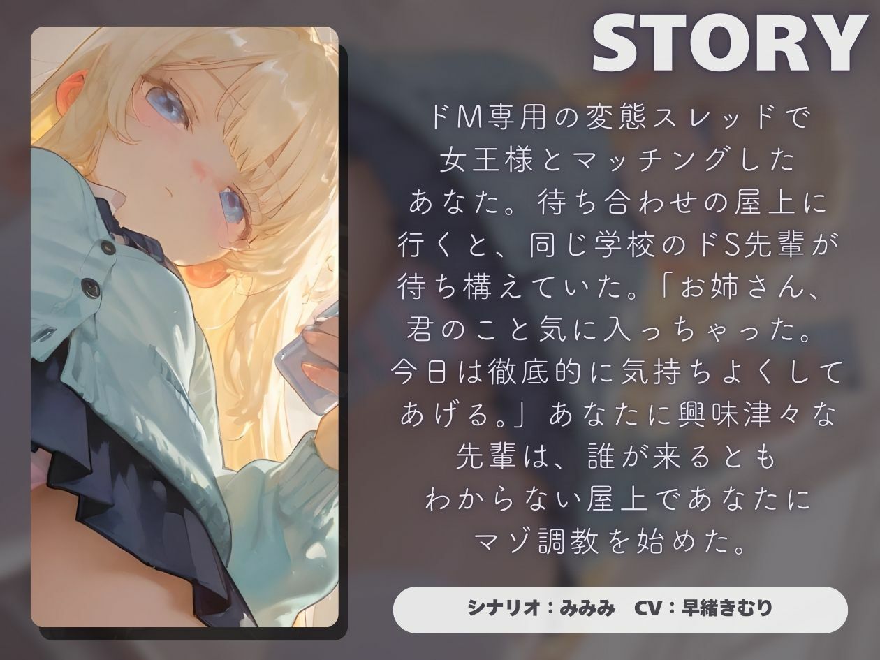 サンプル画像1:ドSなダウナー先輩に屋上で調教される【KU100】(いたずらえっち 〜性癖よ恍惚なれ〜) [d_491803]