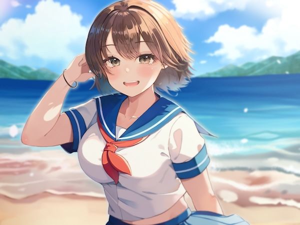 サンプル画像1:南の島の無垢な従妹がセーラー服の似合うムチムチ巨乳JKに成長していて、俺はもうガマンできない(音Este) [d_498530]