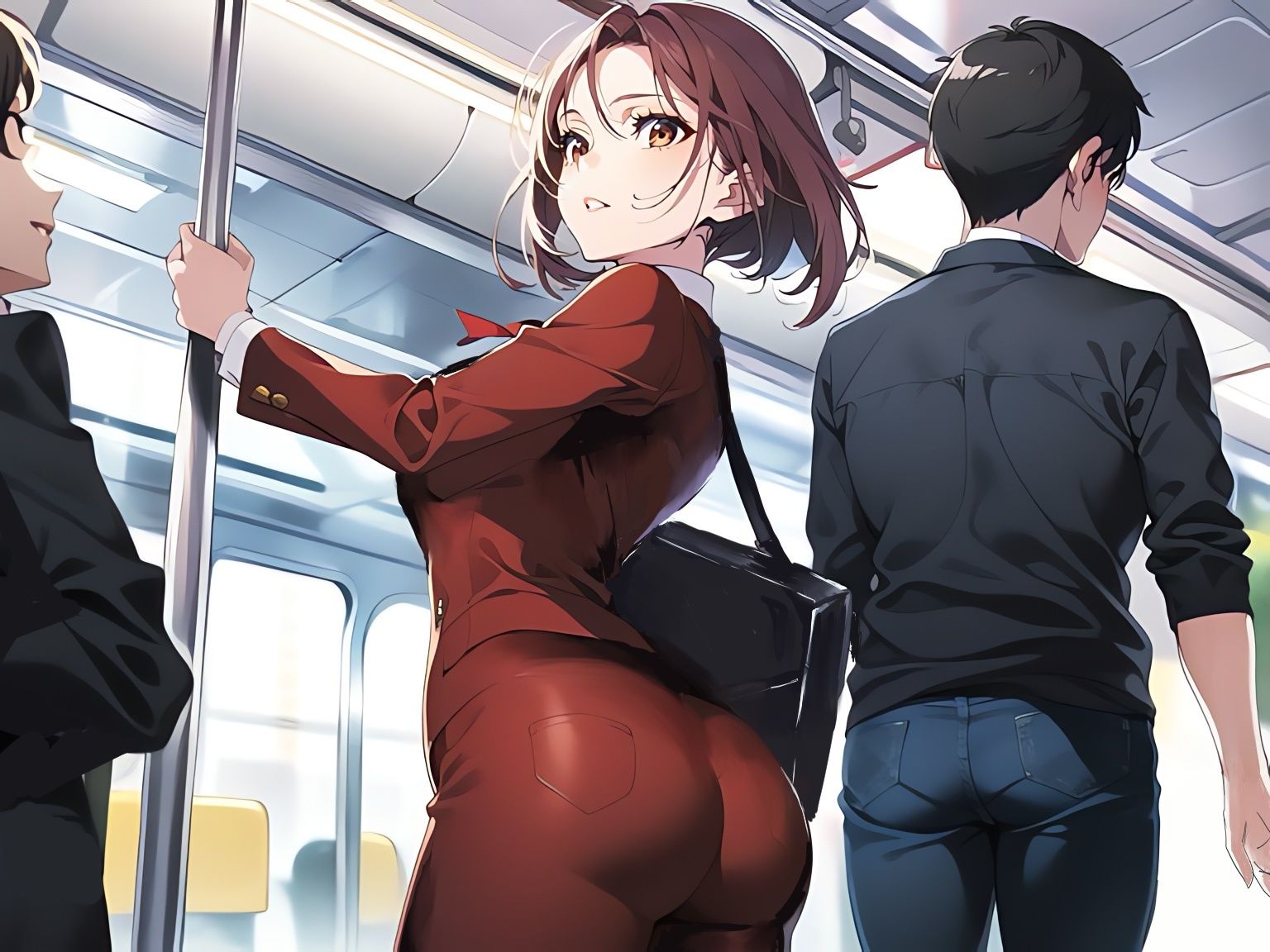 サンプル画像6:痴●にわからせられる5秒前のピチピチパンツOL「勃起ちんぽお尻に当たって邪魔なんだけど（笑）」【中出し/無理やり/アナル】(アナル巨尻大好き屋) [d_500033]