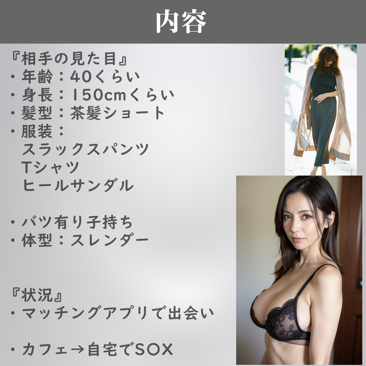 サンプル画像2:【実録】40歳 美熟女をお持ち帰り｜食事デートからお持ち帰りまでのヤバい瞬間。【マッチングアプリ】(高橋和己pua) [d_516432]