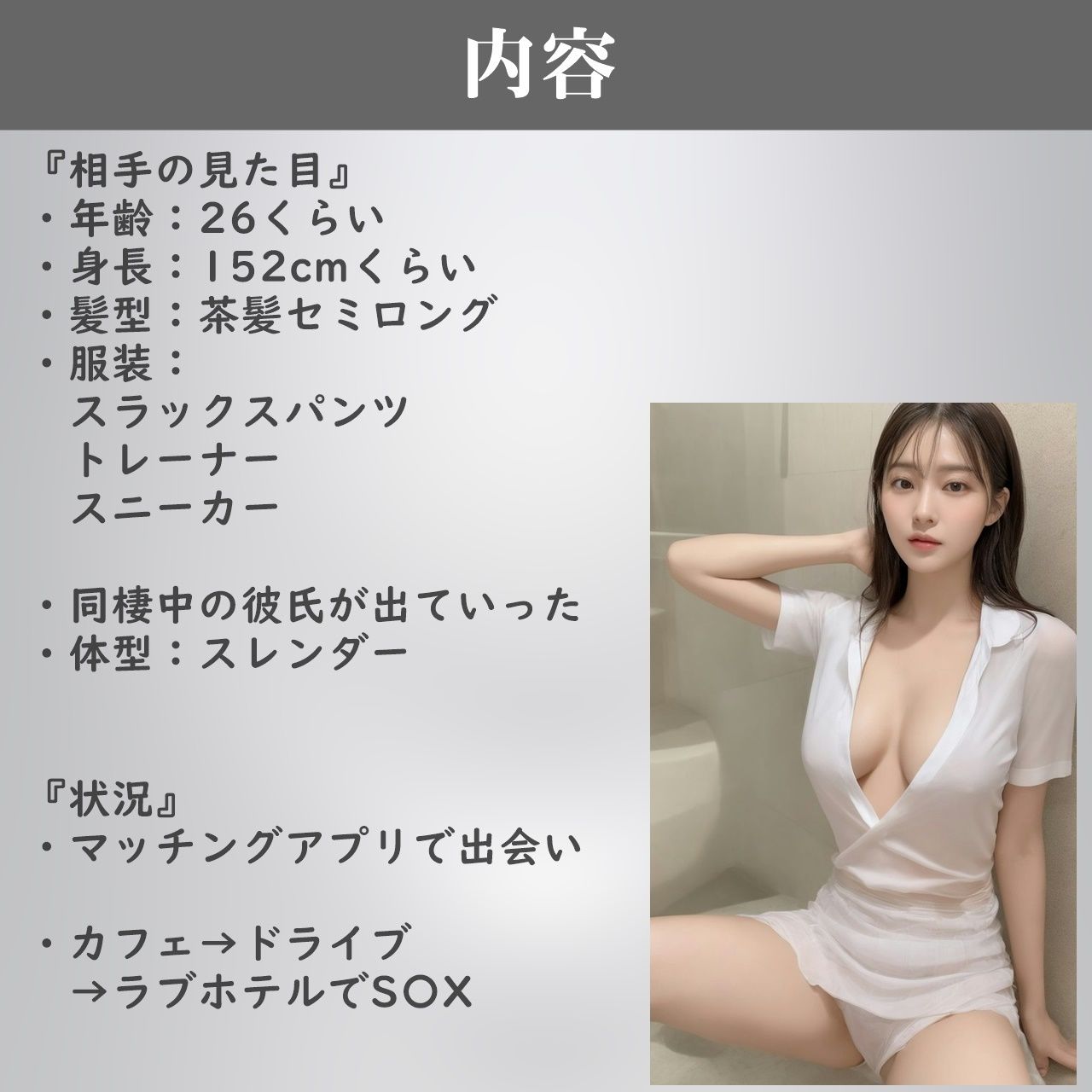 サンプル画像2:【実録】26歳 強気なギャルをお持ち帰り｜ドライブデートからお持ち帰りまでのヤバい瞬間。マッチングアプリ【Tinder】(高橋和己pua) [d_516937]