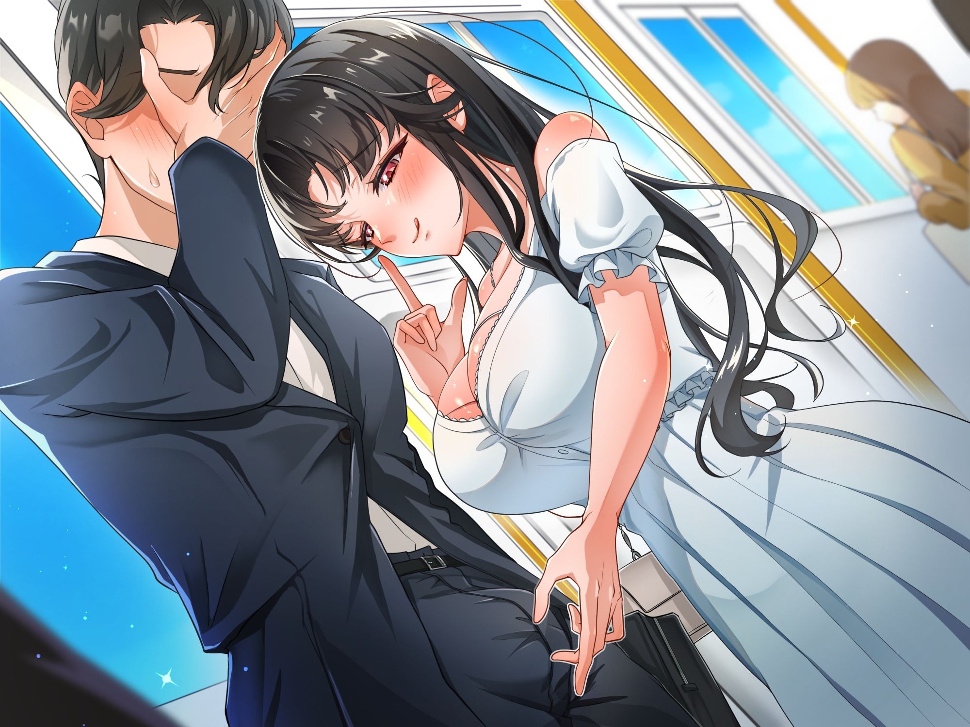 サンプル画像1:【痴女電車】朝から痴女って品定め〜気に入ったちんぽを持ち帰り〜(ヒトづまパラダイス) [d_525152]