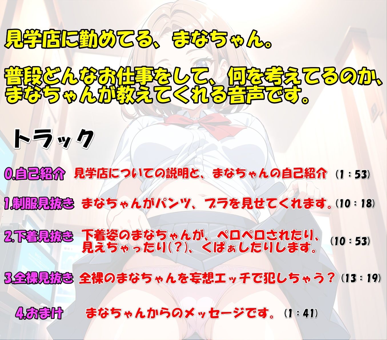 サンプル画像1:見学店〜まなちゃんの楽しみ♪ お客さんのオナニー見せて〜(わがでるる) [d_528717]