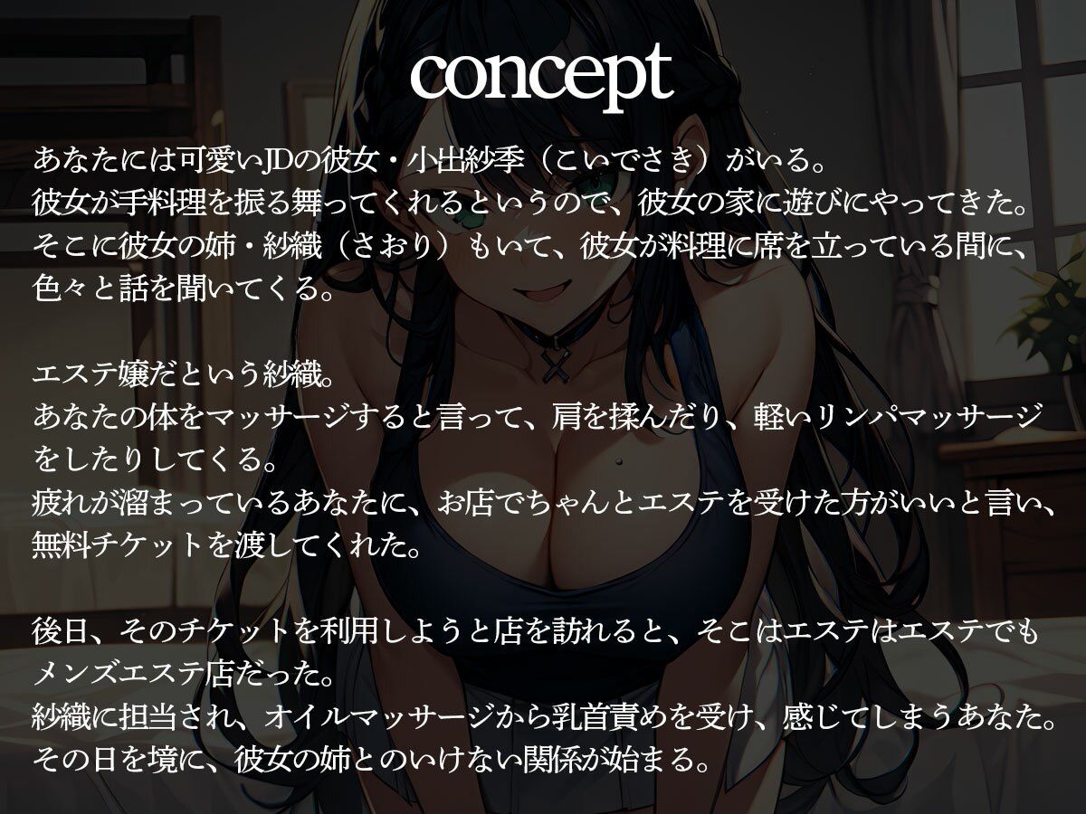 サンプル画像2:【逆NTR】彼女の姉は前立腺調教が大好きな母性強めのメンズエステ嬢(またたび) [d_547030]