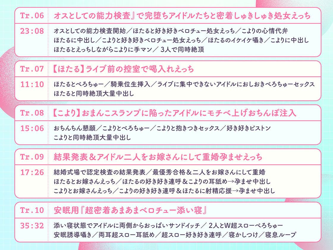 ’プロデューサー認定検査’で大人気アイドルから媚びられ密着しゅきしゅき優越ハーレム♪〜ぼくだけに都合の良すぎる認定検査に’最優秀合格’するまで〜【3時間over】のサンプル画像 6