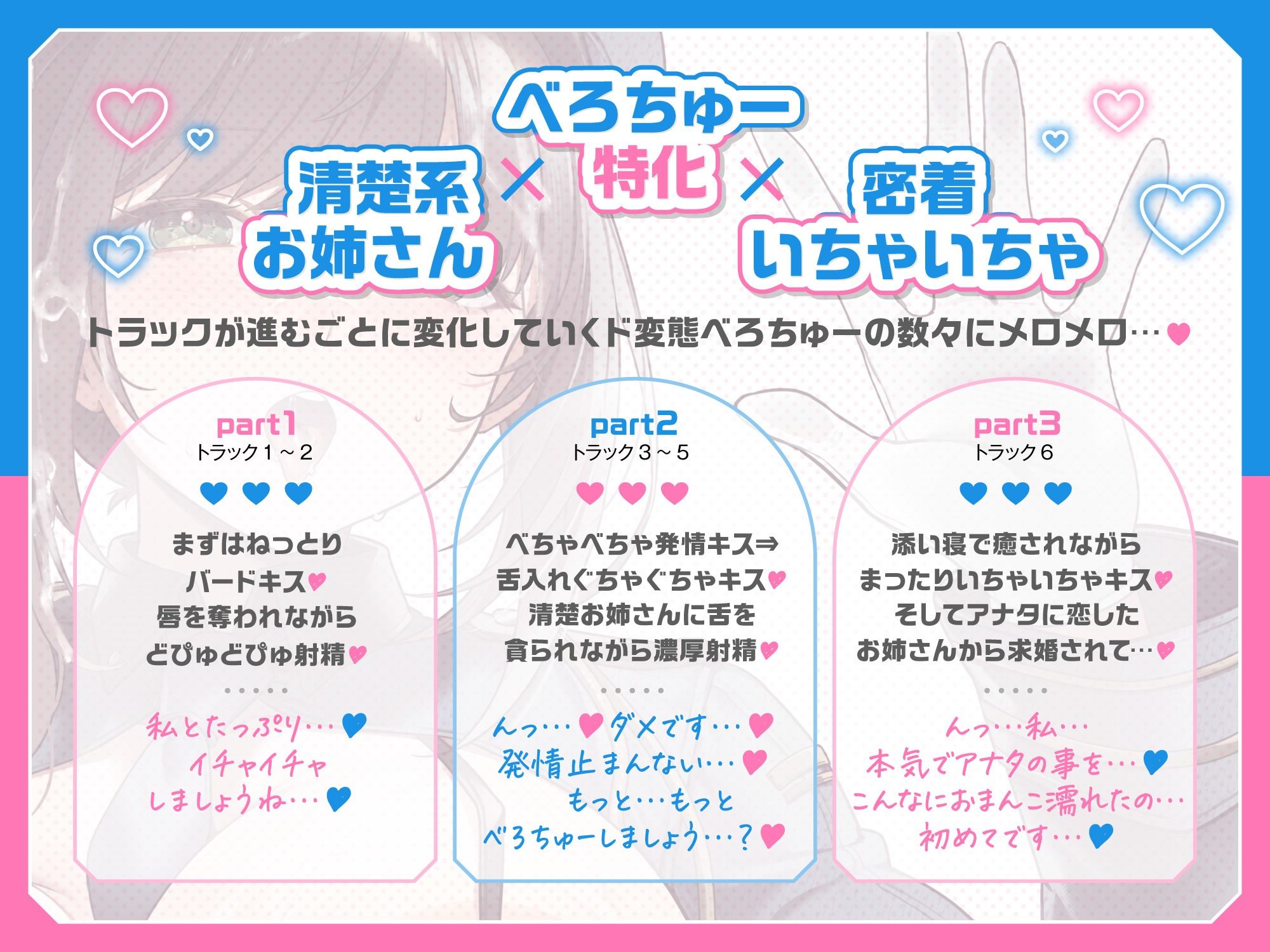【甘媚びべろちゅ〜しまくり♪】 いちゃいちゃ密着キスで少子化対策！キス婚推進課〜ドスケベお姉さんポリスの甘媚び搾精指導「私とお口でセックスしましょうね…♪」 (dvoice jp-003)